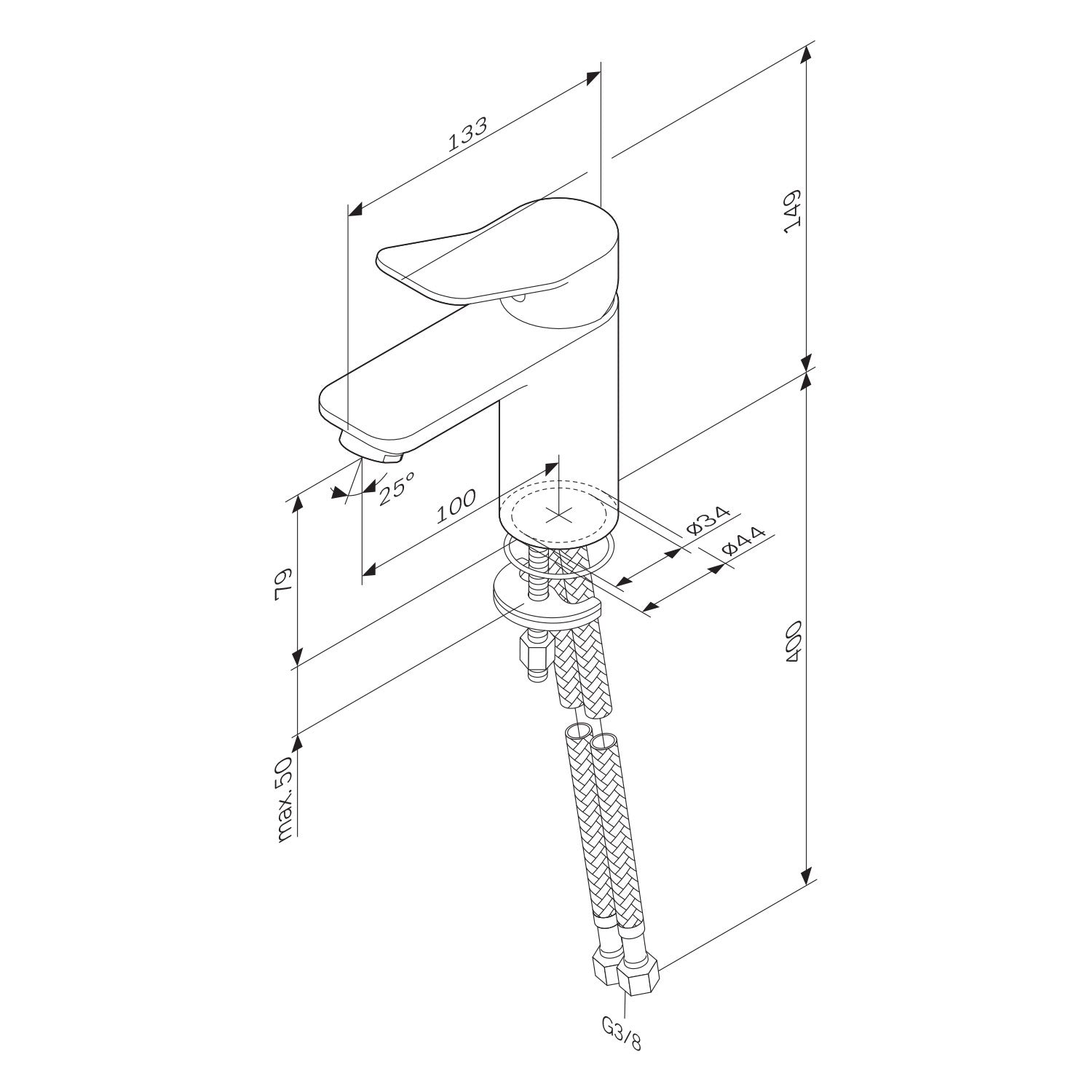 FXA82800 Bad Armatur X-Joy Waschtischarmatur EcoStart-Funktion mit Klick-Ablaufgarnitur Wasserhahn