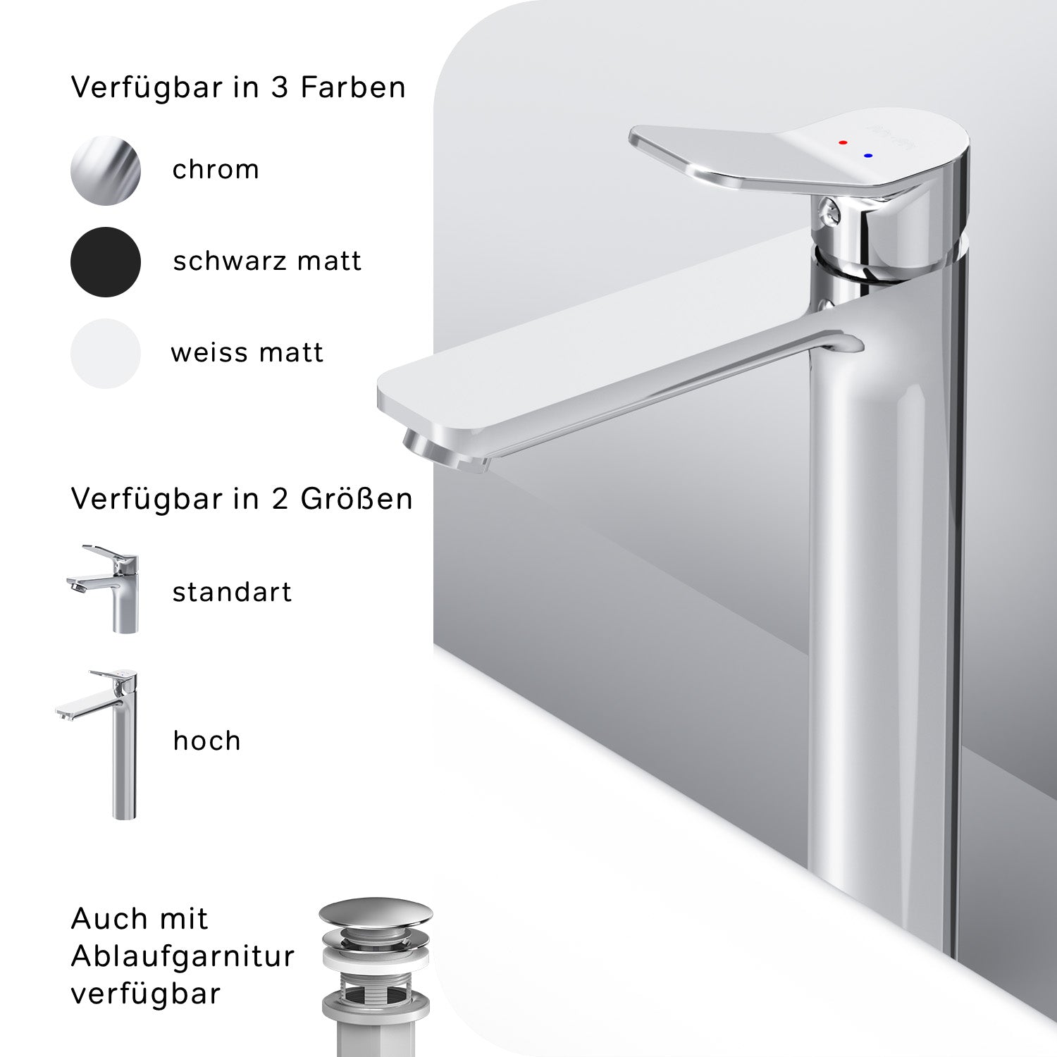 FXA92000 Bad Armatur X-Joy Waschtischarmatur mit hohem Auslauf Wasserhahn ampm-store.de