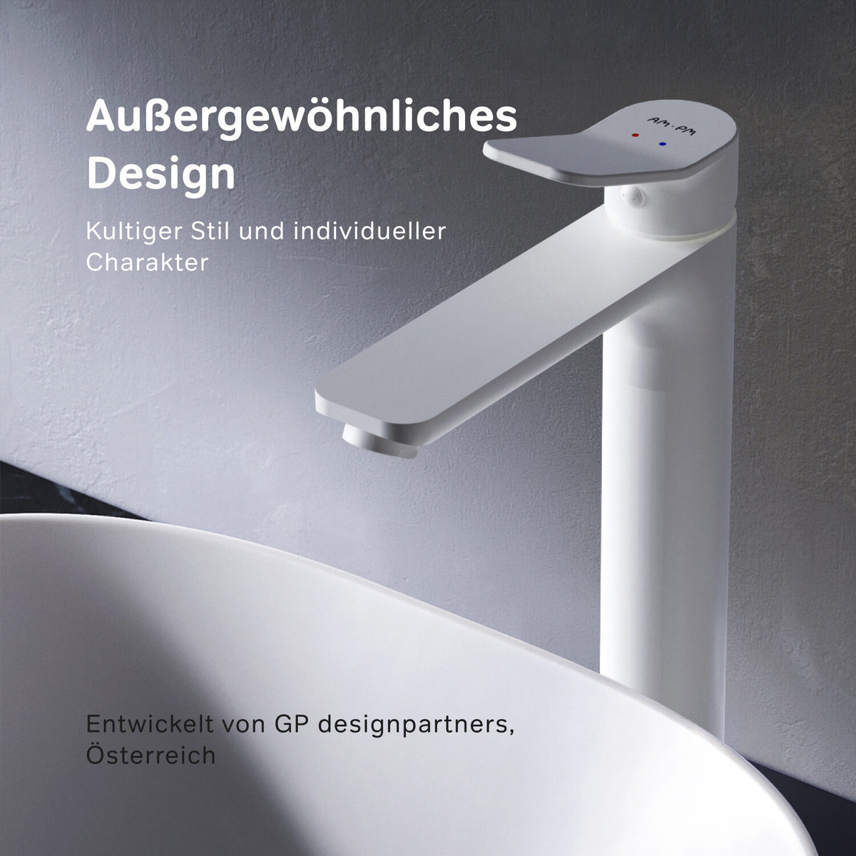 FXA92033 Bad Armatur X-Joy Waschtischarmatur mit hohem Auslauf Wasserhahn, Weiß ampm-store.de