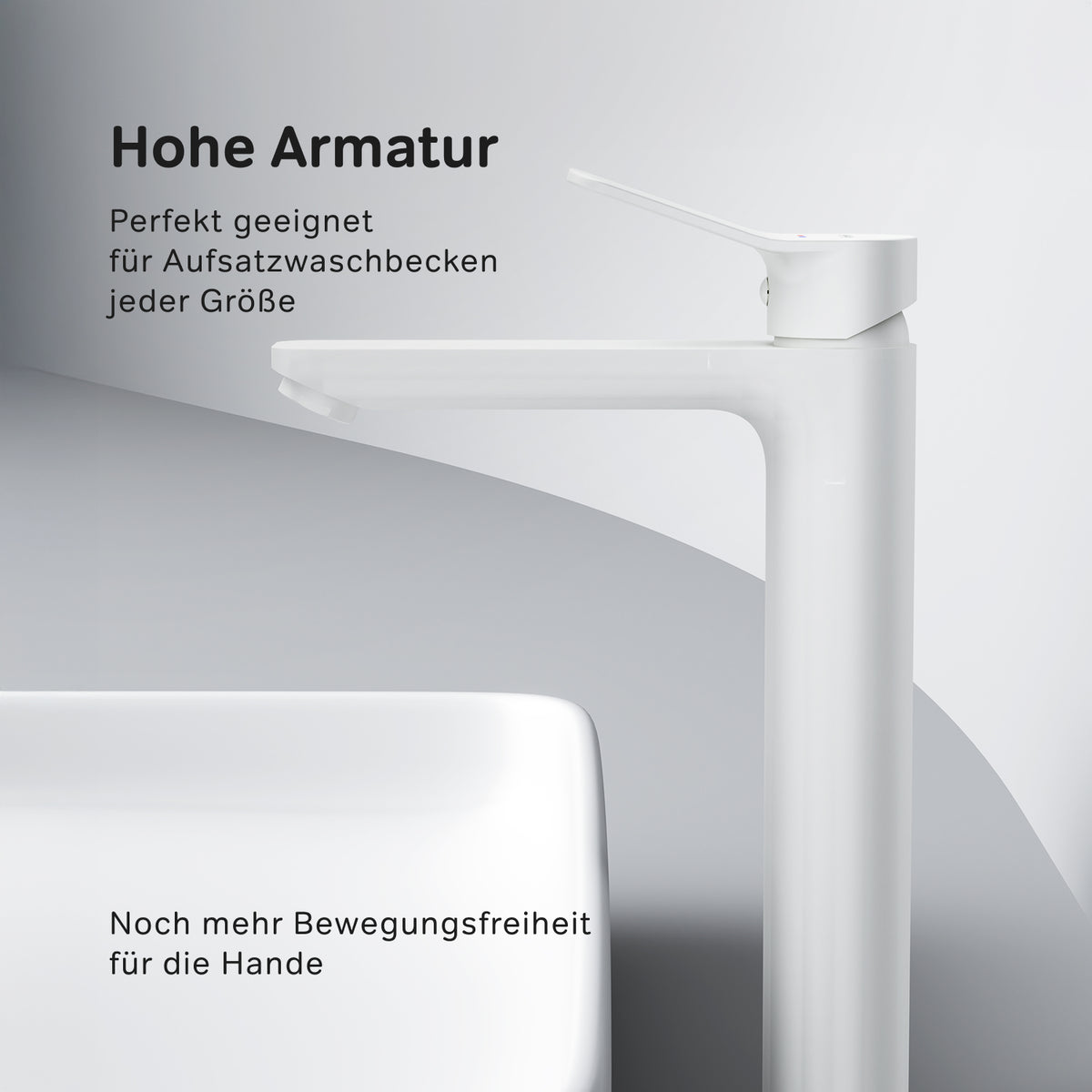 FXA92033 Bad Armatur X-Joy Waschtischarmatur mit hohem Auslauf Wasserhahn, Weiß ampm-store.de