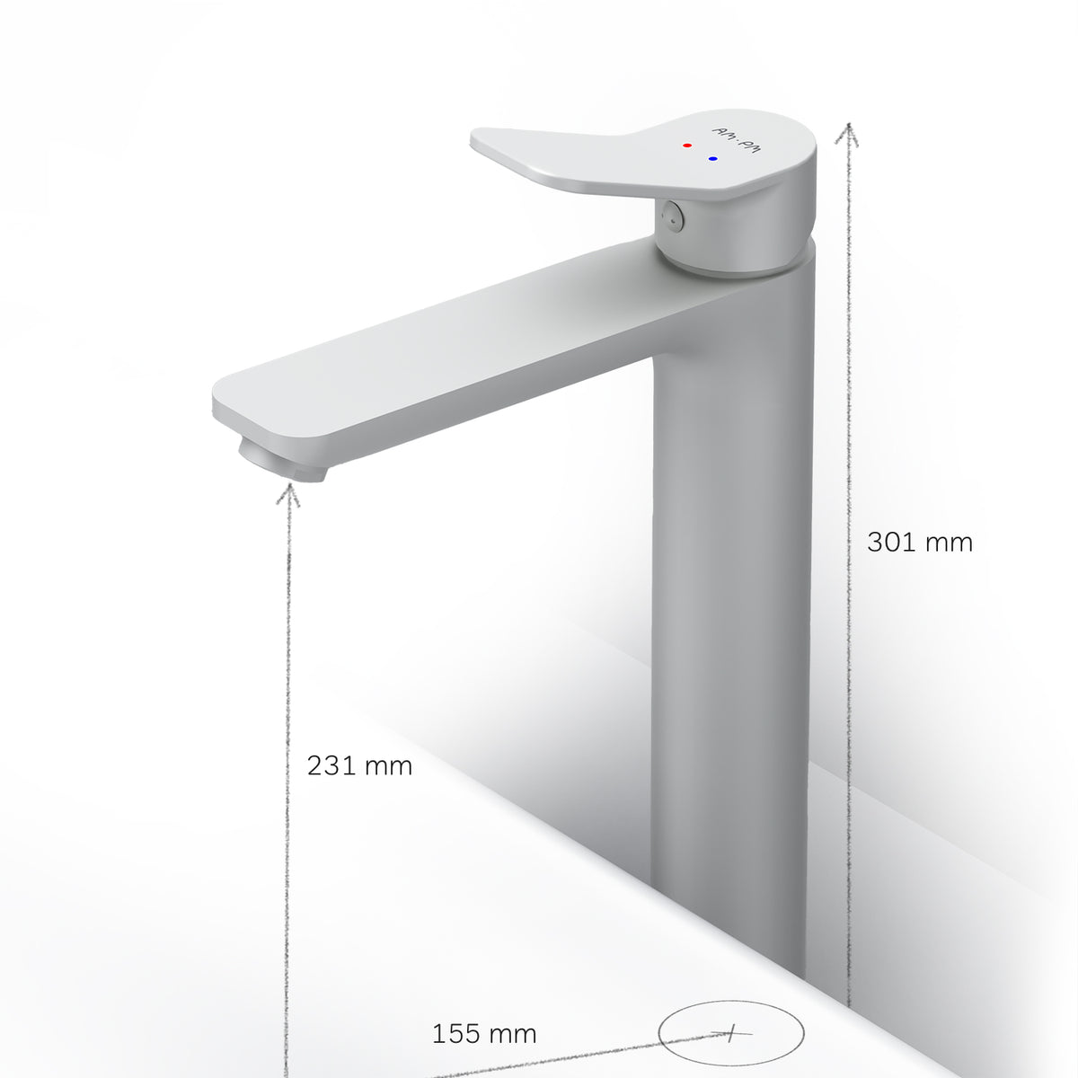 FXA92033 Bad Armatur X-Joy Waschtischarmatur mit hohem Auslauf Wasserhahn, Weiß ampm-store.de