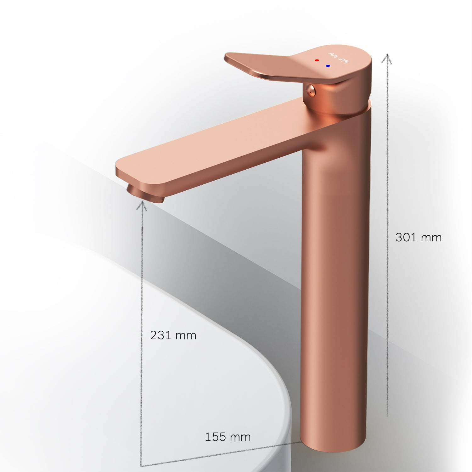 FXA92044 Robinet de lavabo X-Joy avec bec haut, or rose