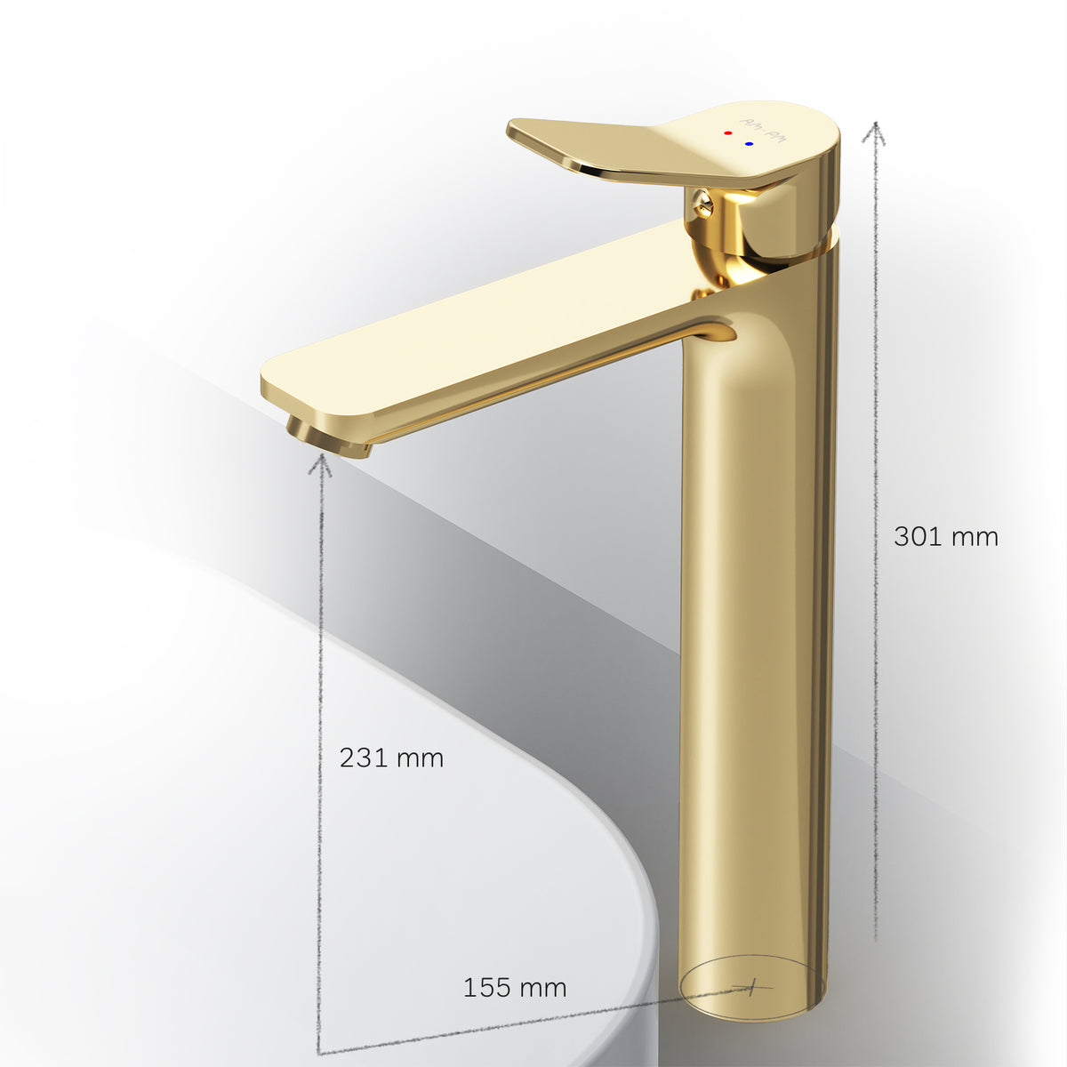 Robinet de lavabo surélevé X-Joy, doré–FXA92099