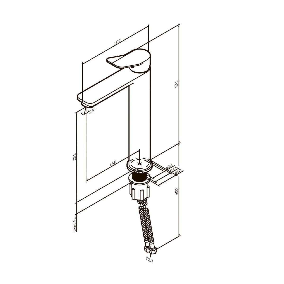 Robinet de lavabo surélevé X-Joy, doré–FXA92099