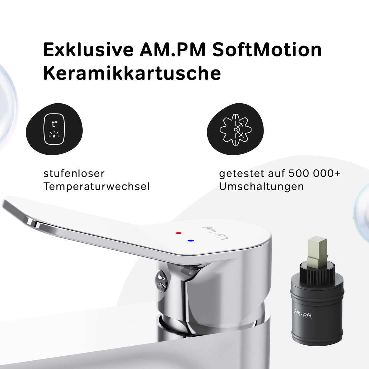 FXA92200 Bad Armatur X-Joy Waschtischarmatur Hoch mit Klick-Ablaufgarnitur Wasserhahn ampm-store.de