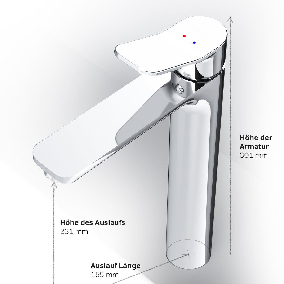 FXA92200 Bad Armatur X-Joy Waschtischarmatur Hoch mit Klick-Ablaufgarnitur Wasserhahn ampm-store.de