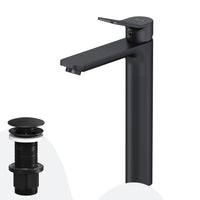 FXA92222 Bad Armatur X-Joy Waschtischarmatur Hoch mit Klick-Ablaufgarnitur Wasserhahn, Schwarz ampm-store.de