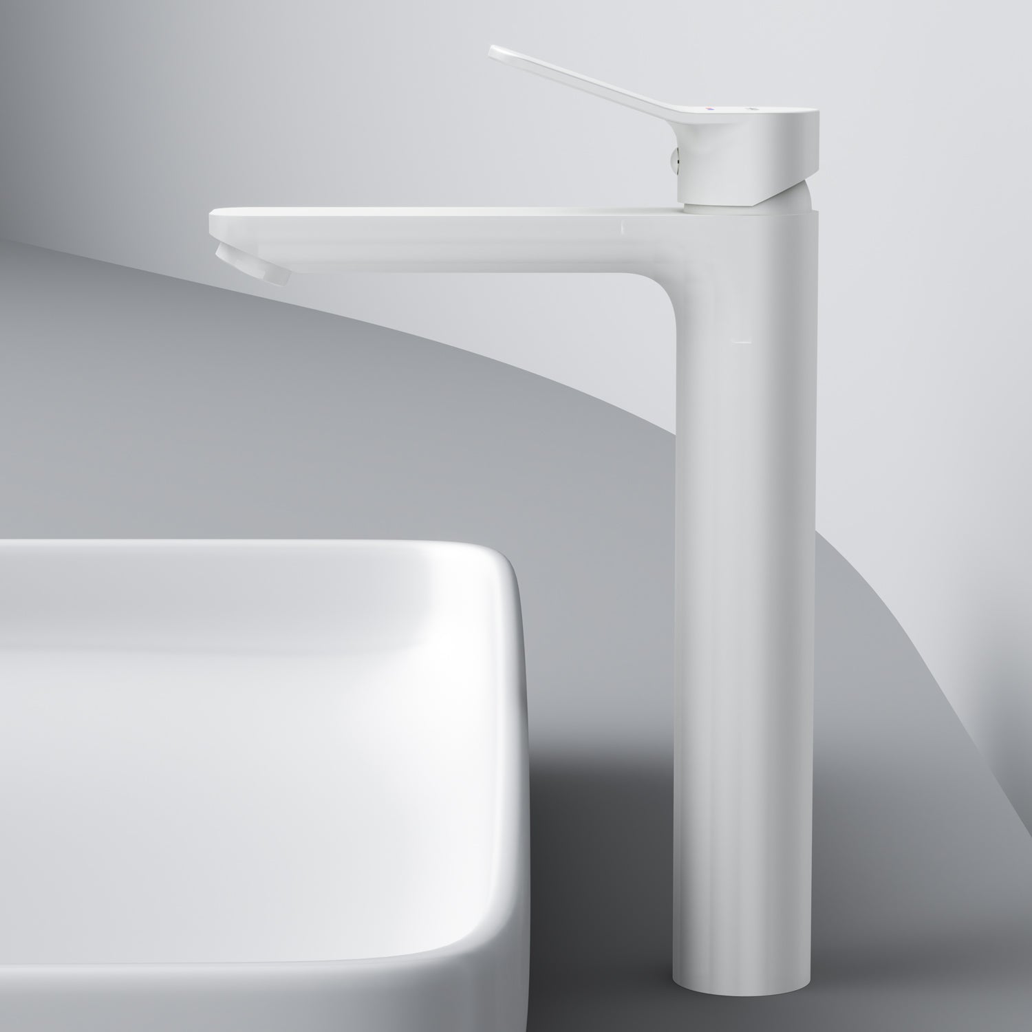 Robinet de salle de bain FXA92233, robinet de lavabo X-Joy, haut, avec bonde à clic, blanc