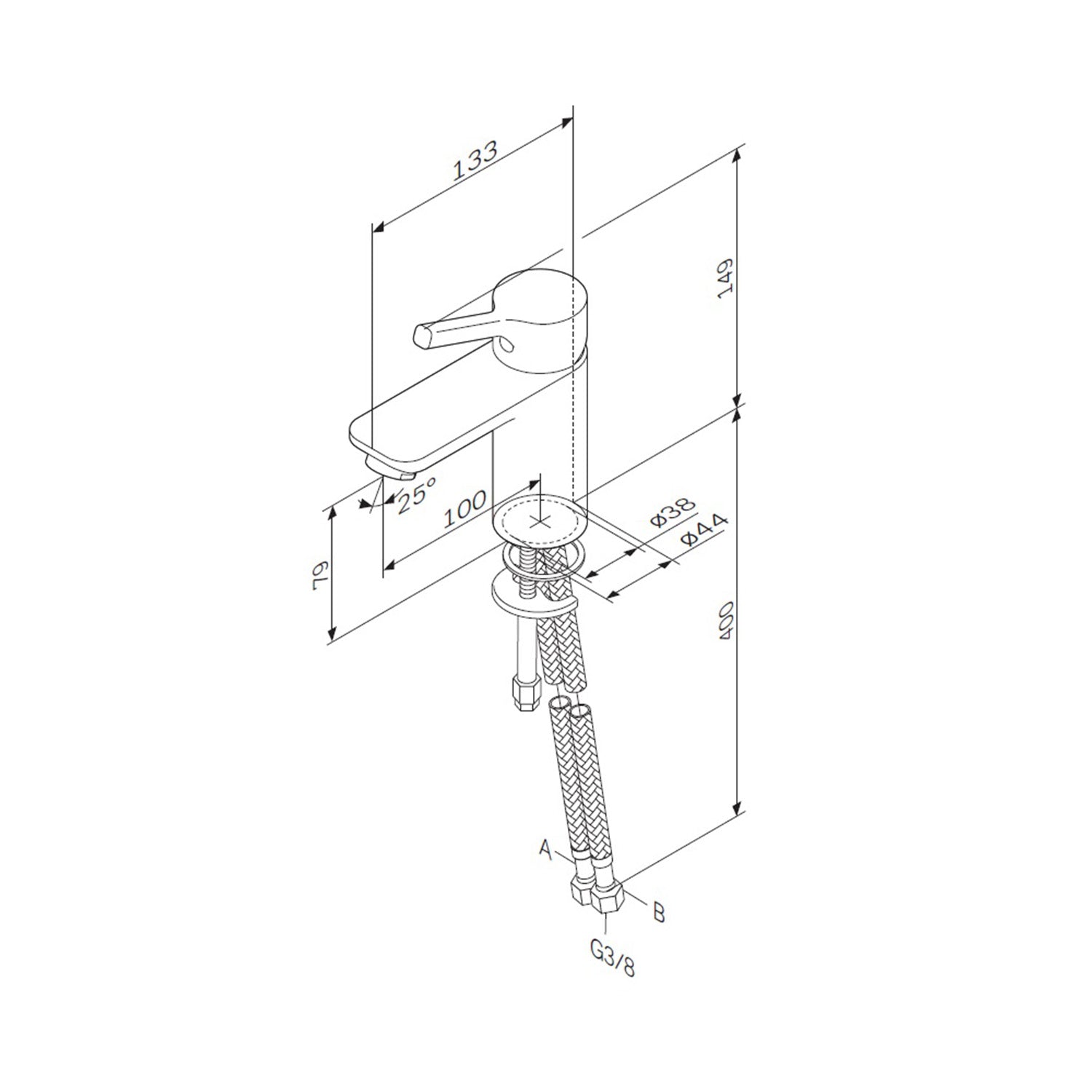 FXB02133 Bad Armatur X-Joy S Waschtischarmatur Wasserhahn, Weiß ampm-store.de
