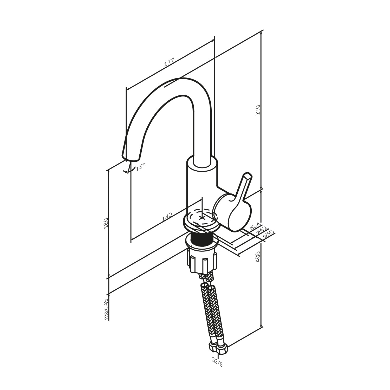 FXB02700 Bad Armatur X-Joy S Waschtischarmatur mit drehbarem Auslauf Wasserhahn