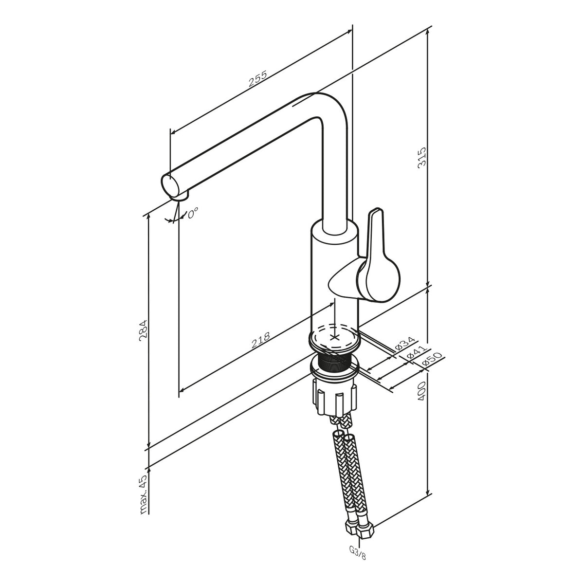 FXB05022 Küchenarmatur X-Joy S Spültischarmatur Küche Spültisch-Einhebelmischer, Schwarz ampm-store.de