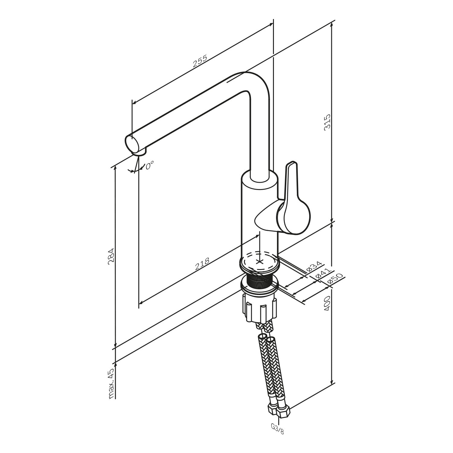 FXB05022 Küchenarmatur X-Joy S Spültischarmatur Küche Spültisch-Einhebelmischer, Schwarz ampm-store.de