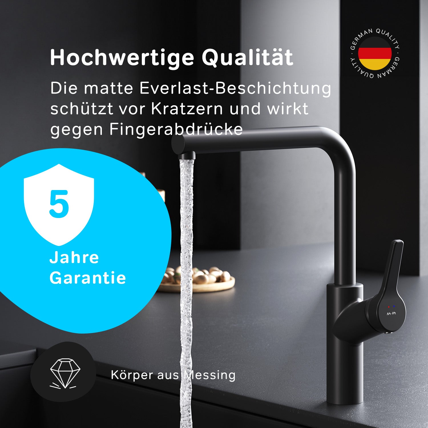 FXB05022 Küchenarmatur X-Joy S Spültischarmatur Küche Spültisch-Einhebelmischer, Schwarz ampm-store.de