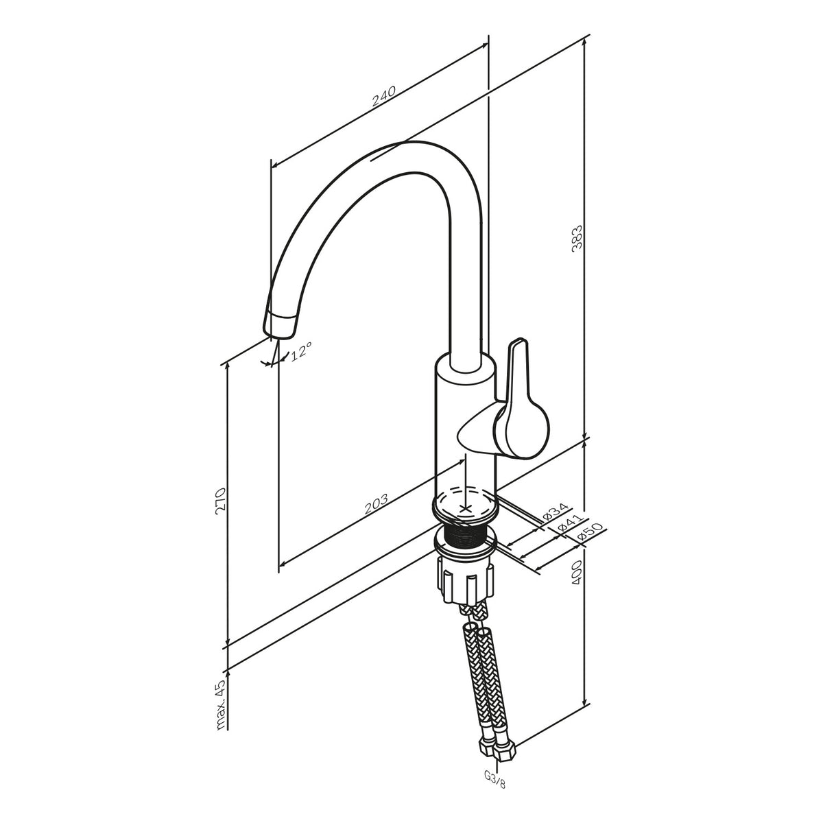 Robinet de cuisine X-Joy S avec bec pivotant–FXB07011