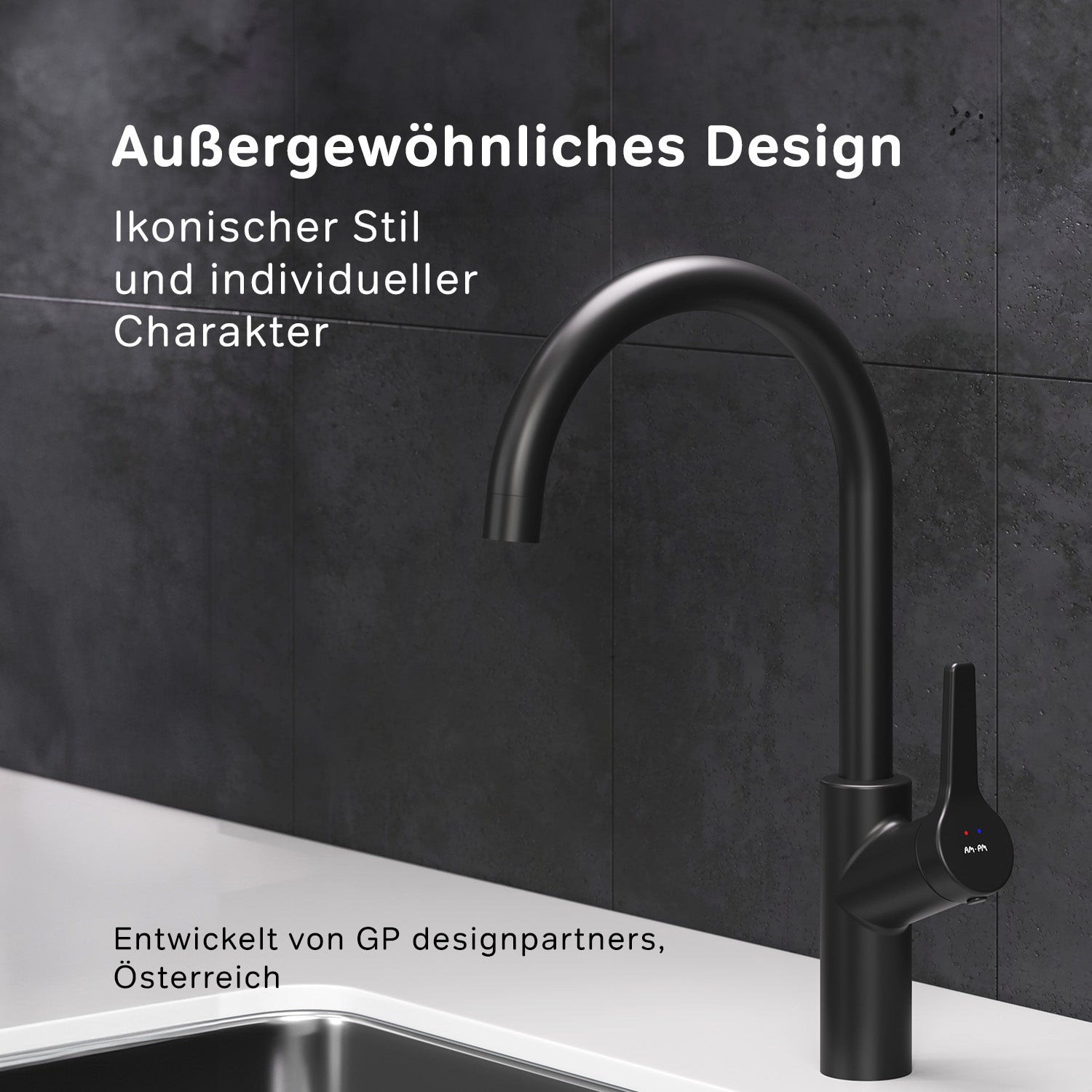 FXB07022 Küchenarmatur X-Joy S Spültischarmatur Küche Spültisch-Einhebelmischer, Schwarz ampm-store.de