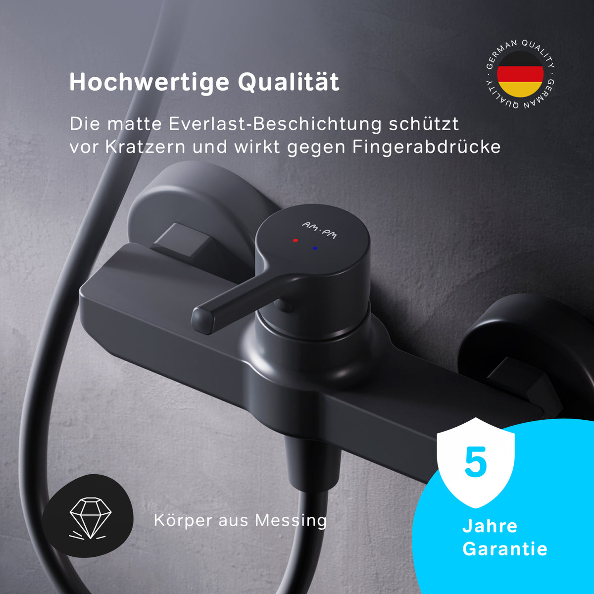FXB20022 Duscharmatur X-Joy S Brausearmatur Mischbatterie Dusche, Schwarz ampm-store.de
