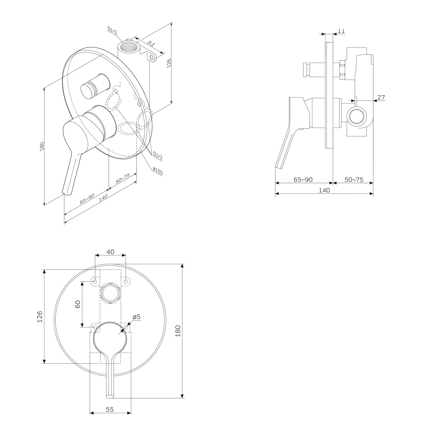 FXB45000 Wannenarmatur Unterputz X-Joy S Mischbatterie Badewanne Wandmontage Wasserhahn Bad ampm-store.de