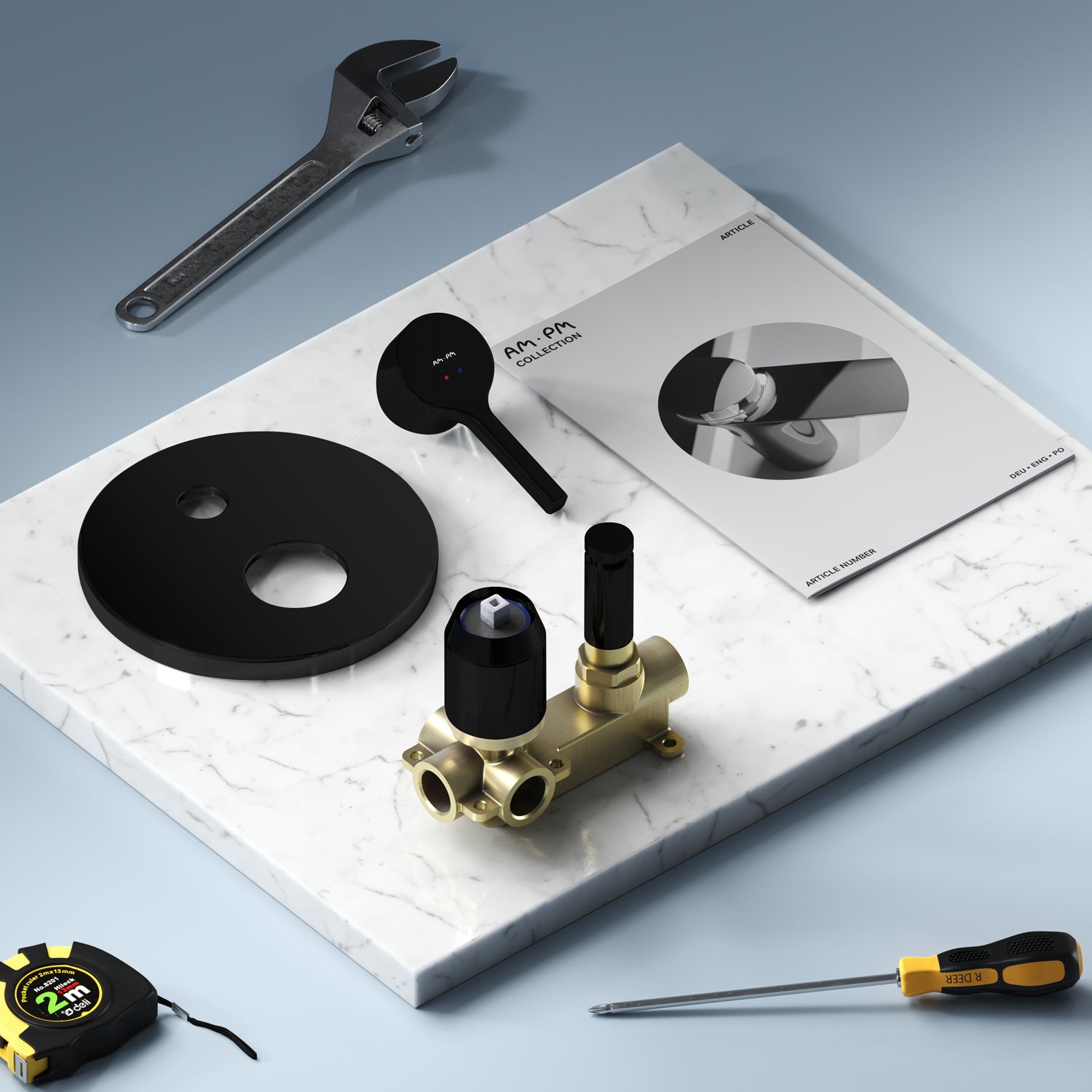 FXB45022 Wannenarmatur Unterputz X-Joy S Mischbatterie Badewanne Wandmontage Wasserhahn Bad, Schwarz ampm-store.de