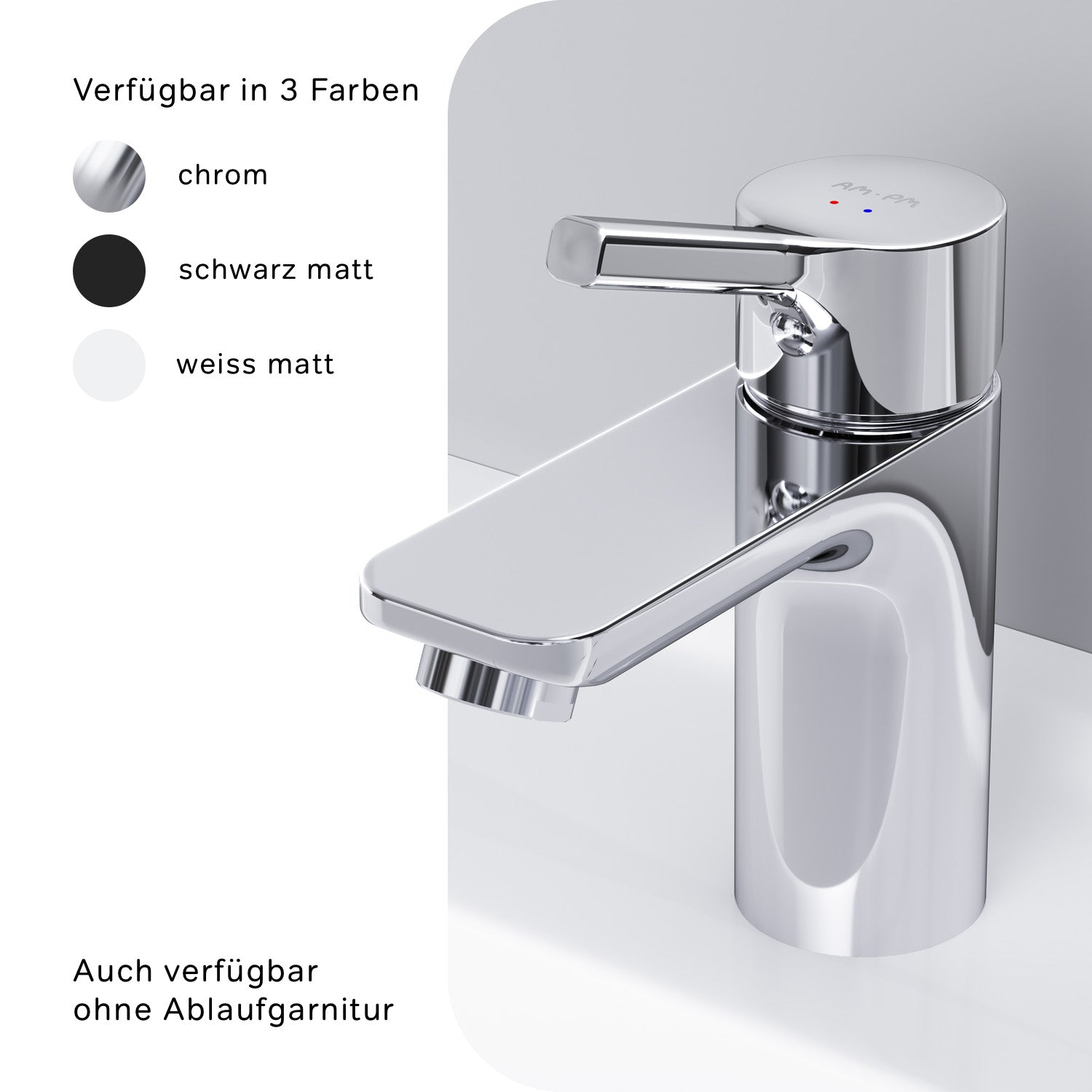 FXB82100 Bad Armatur X-Joy S Waschtischarmatur mit Klick-Ablaufgarnitur Wasserhahn ampm-store.de