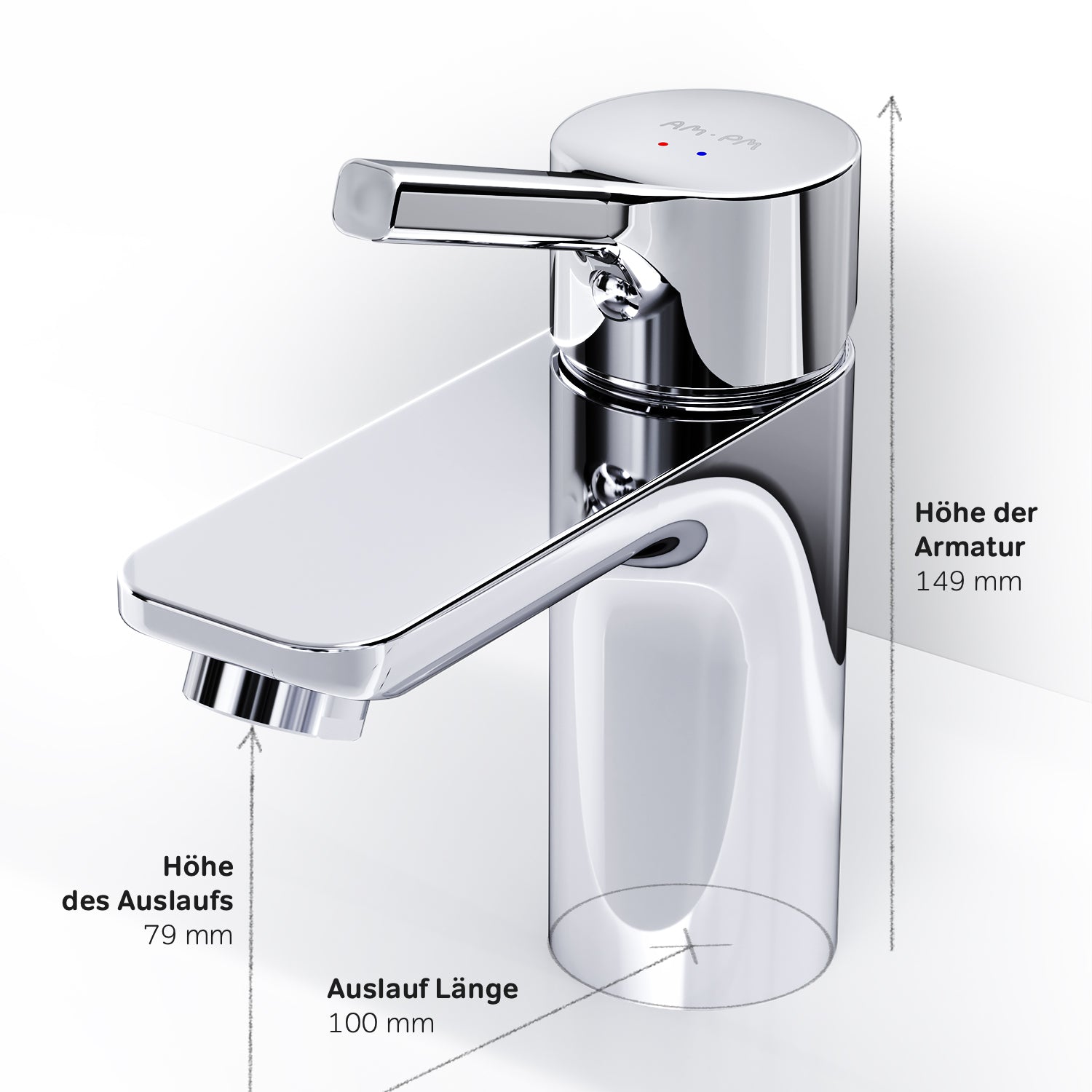 FXB82100 Bad Armatur X-Joy S Waschtischarmatur mit Klick-Ablaufgarnitur Wasserhahn ampm-store.de