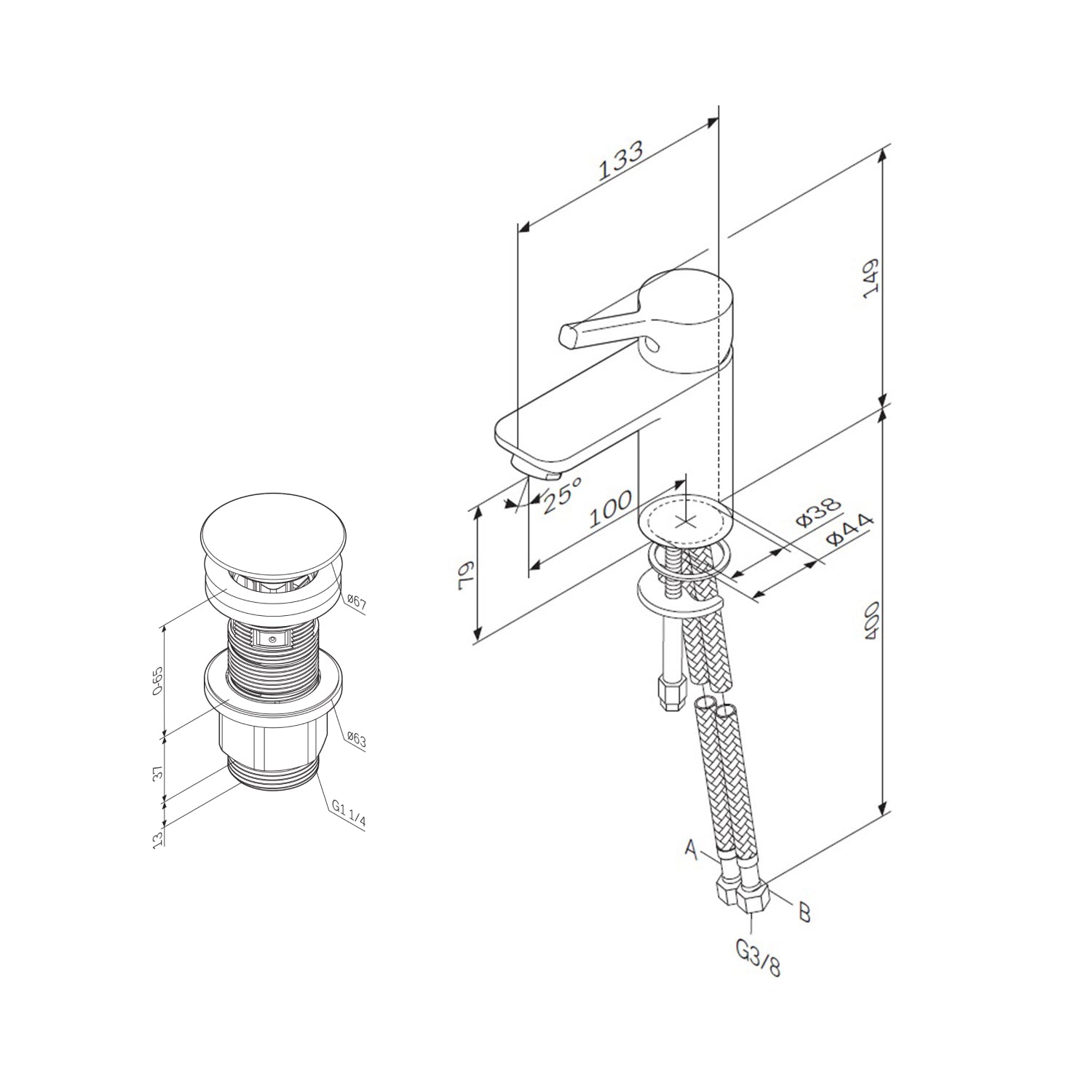 FXB82100 Bad Armatur X-Joy S Waschtischarmatur mit Klick-Ablaufgarnitur Wasserhahn ampm-store.de