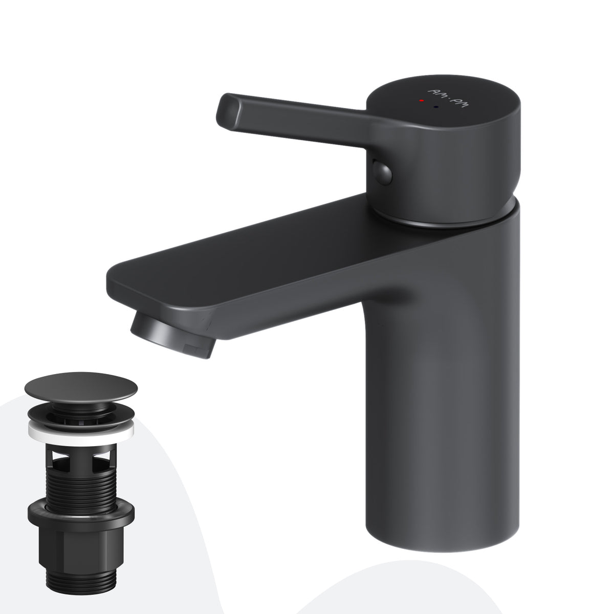 FXB82122 Bad Armatur X-Joy S Waschtischarmatur mit Klick-Ablaufgarnitur Wasserhahn, Schwarz ampm-store.de