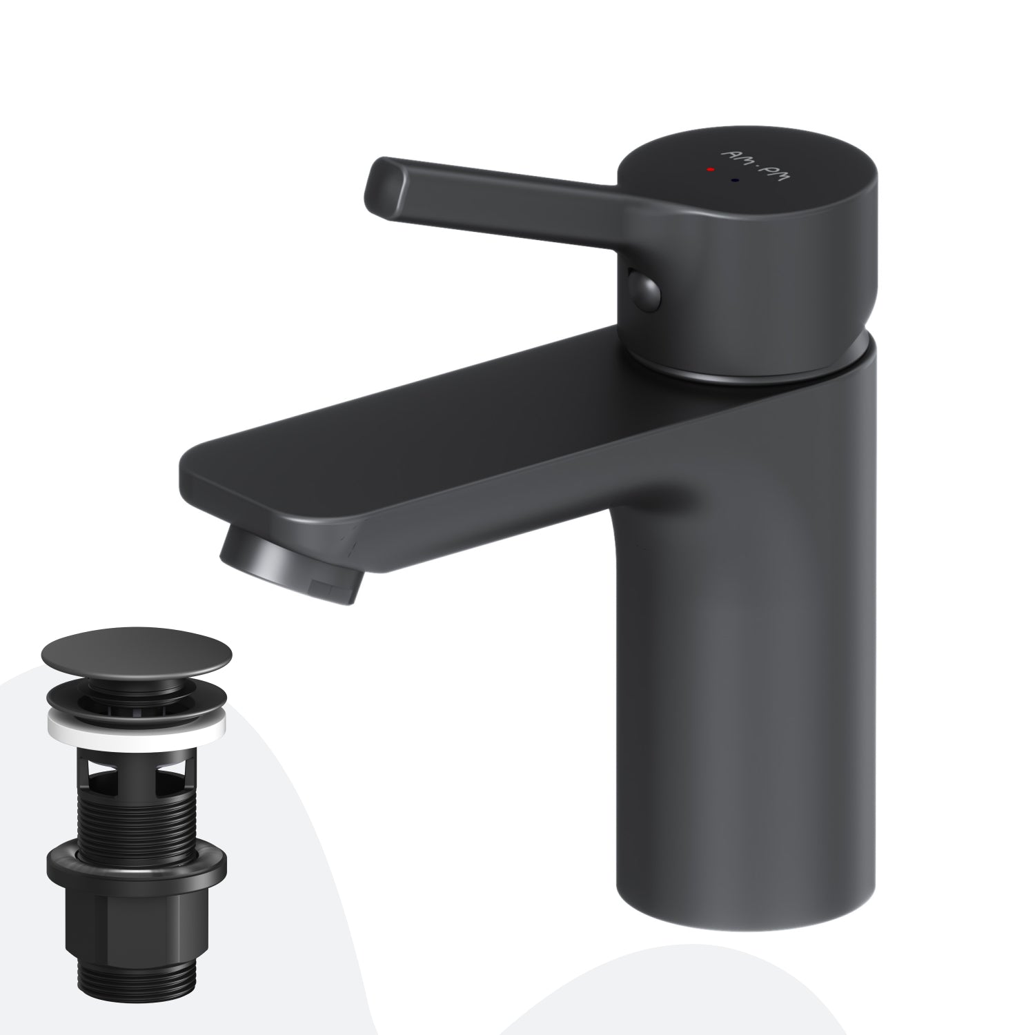 FXB82122 Bad Armatur X-Joy S Waschtischarmatur mit Klick-Ablaufgarnitur Wasserhahn, Schwarz ampm-store.de