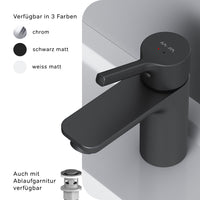 FXB82122 Bad Armatur X-Joy S Waschtischarmatur mit Klick-Ablaufgarnitur Wasserhahn, Schwarz ampm-store.de
