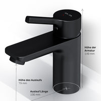 FXB82122 Bad Armatur X-Joy S Waschtischarmatur mit Klick-Ablaufgarnitur Wasserhahn, Schwarz ampm-store.de