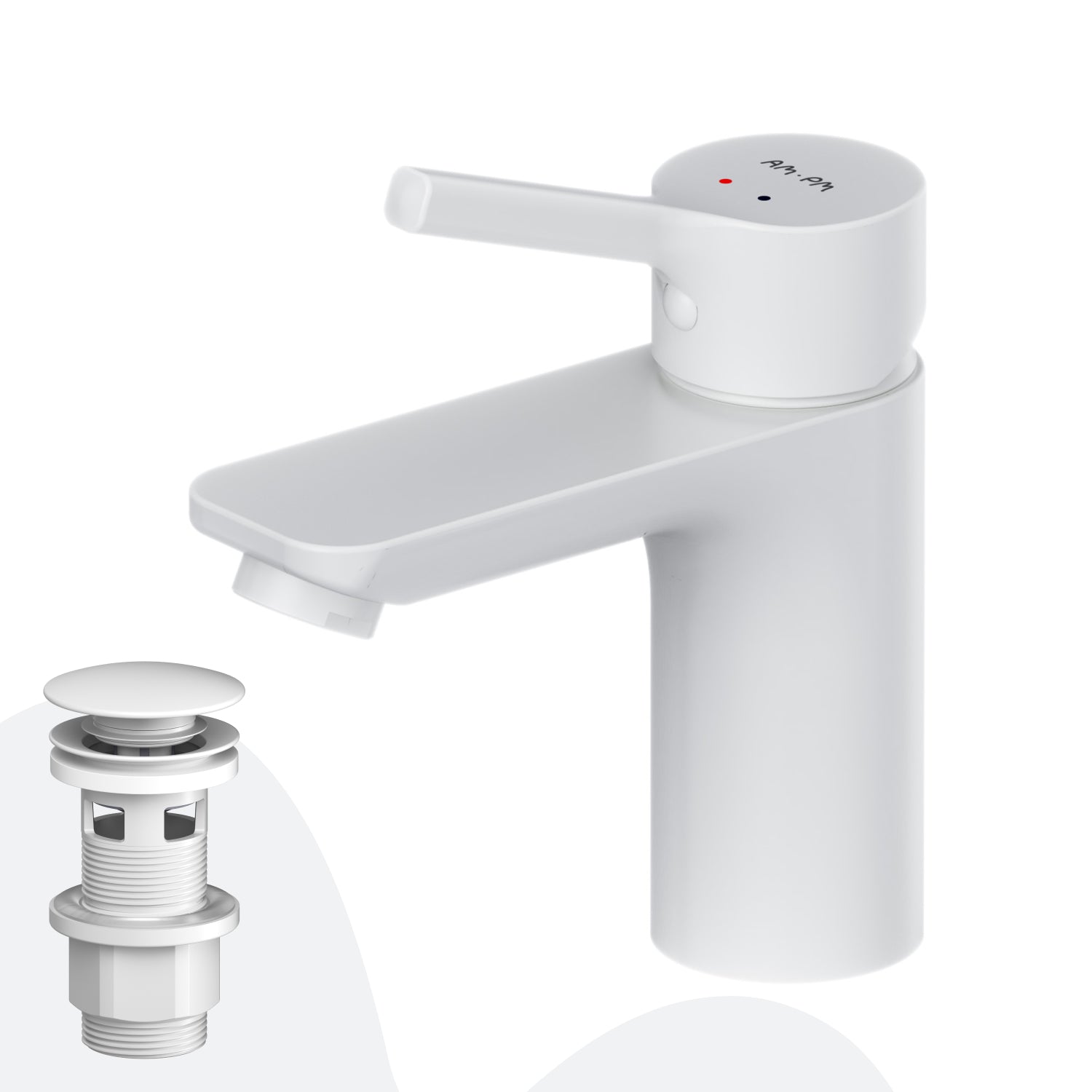 FXB82133 Bad Armatur X-Joy S Waschtischarmatur mit Klick-Ablaufgarnitur Wasserhahn, Weiß ampm-store.de
