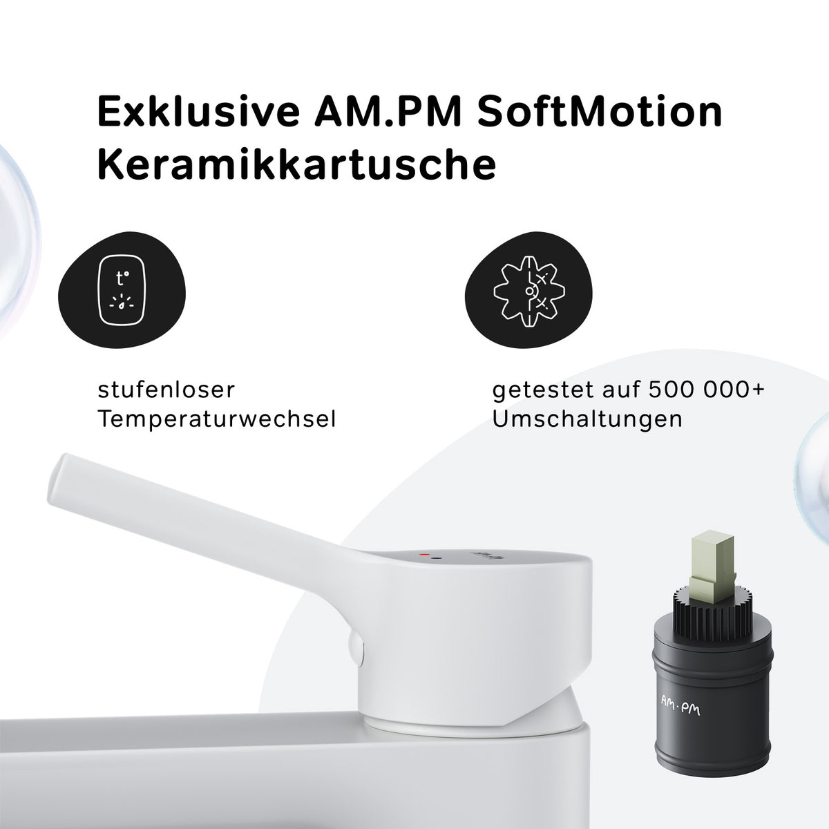 FXB82133 Bad Armatur X-Joy S Waschtischarmatur mit Klick-Ablaufgarnitur Wasserhahn, Weiß ampm-store.de