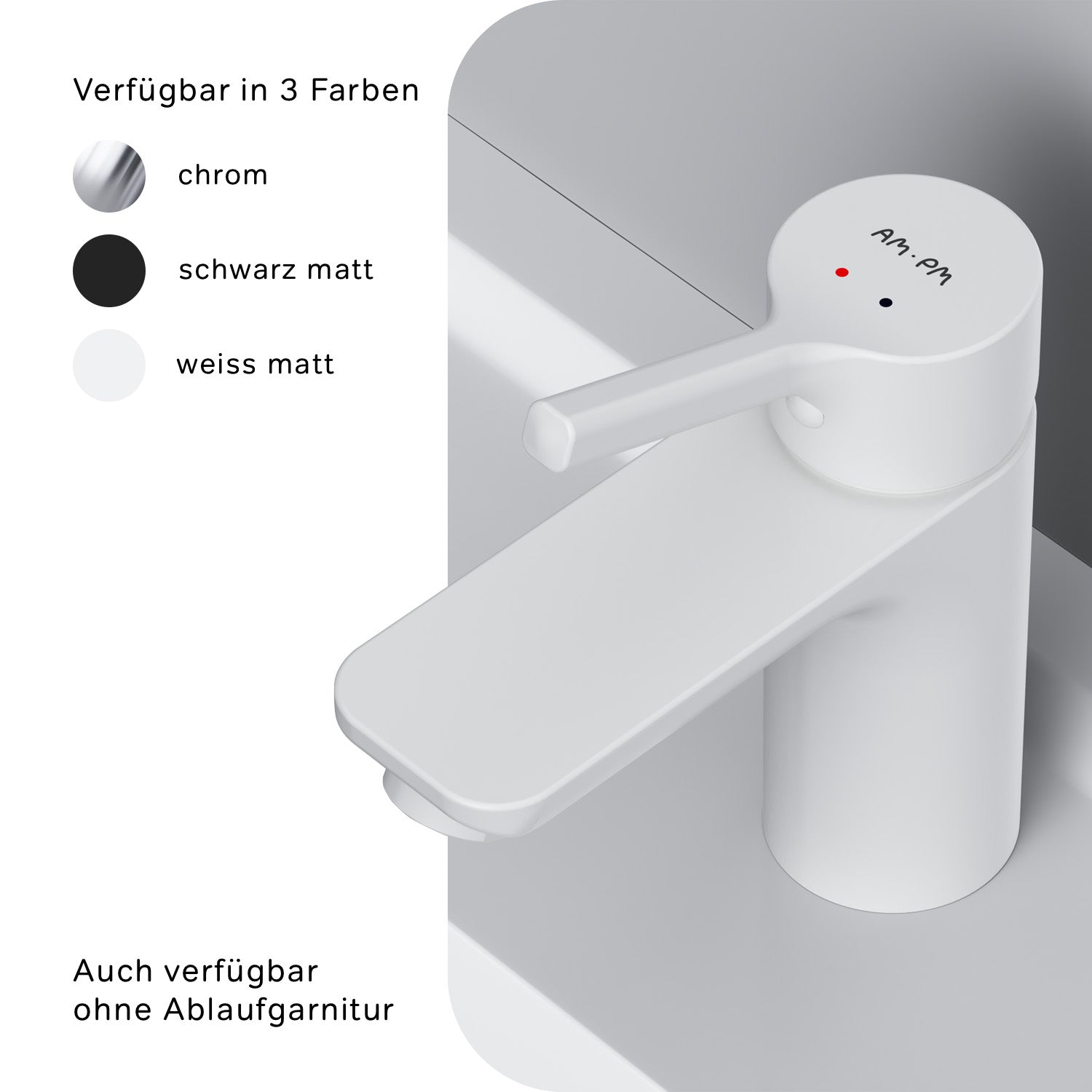 FXB82133 Bad Armatur X-Joy S Waschtischarmatur mit Klick-Ablaufgarnitur Wasserhahn, Weiß ampm-store.de