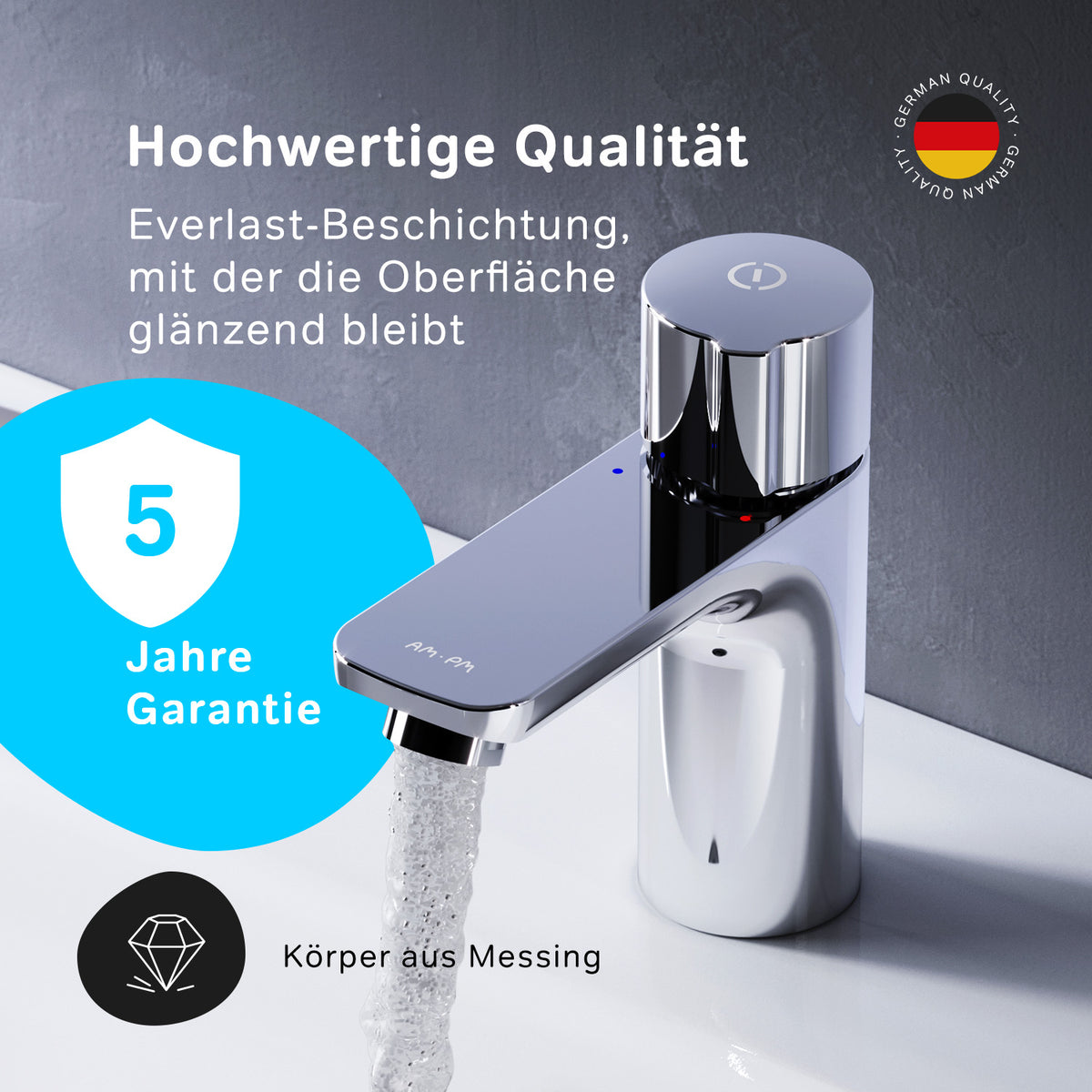FXT82500 Bad Armatur X-Joy TouchReel Waschtischarmatur mit Klick-Ablaufgarnitur Wasserhahn ampm-store.de