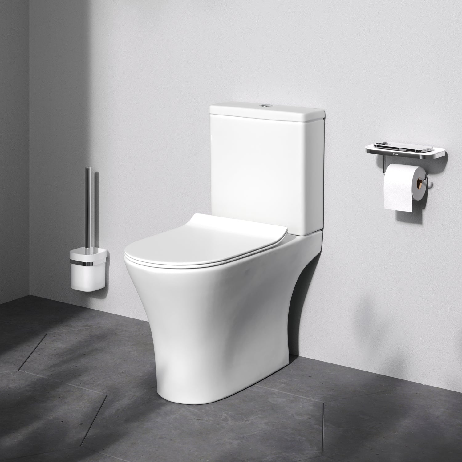 Flashgaps Wc Stand-WC Flash spülrandlos, Wandabgang mit Soft-Close-Sitz | AM.PM