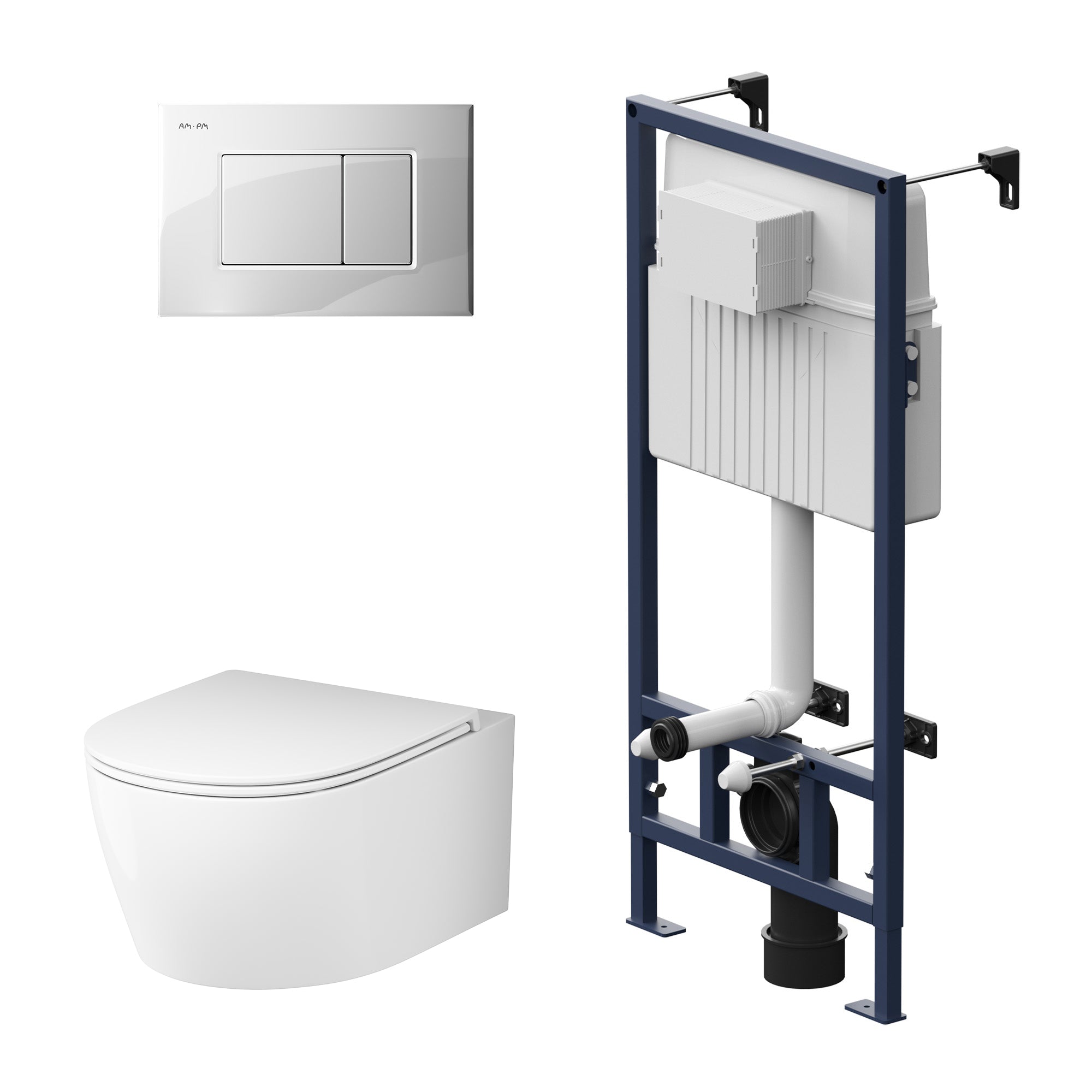 IIS70201. XB1700 Ensemble : WC suspendu + élément pré-encastré + plaque de poussée