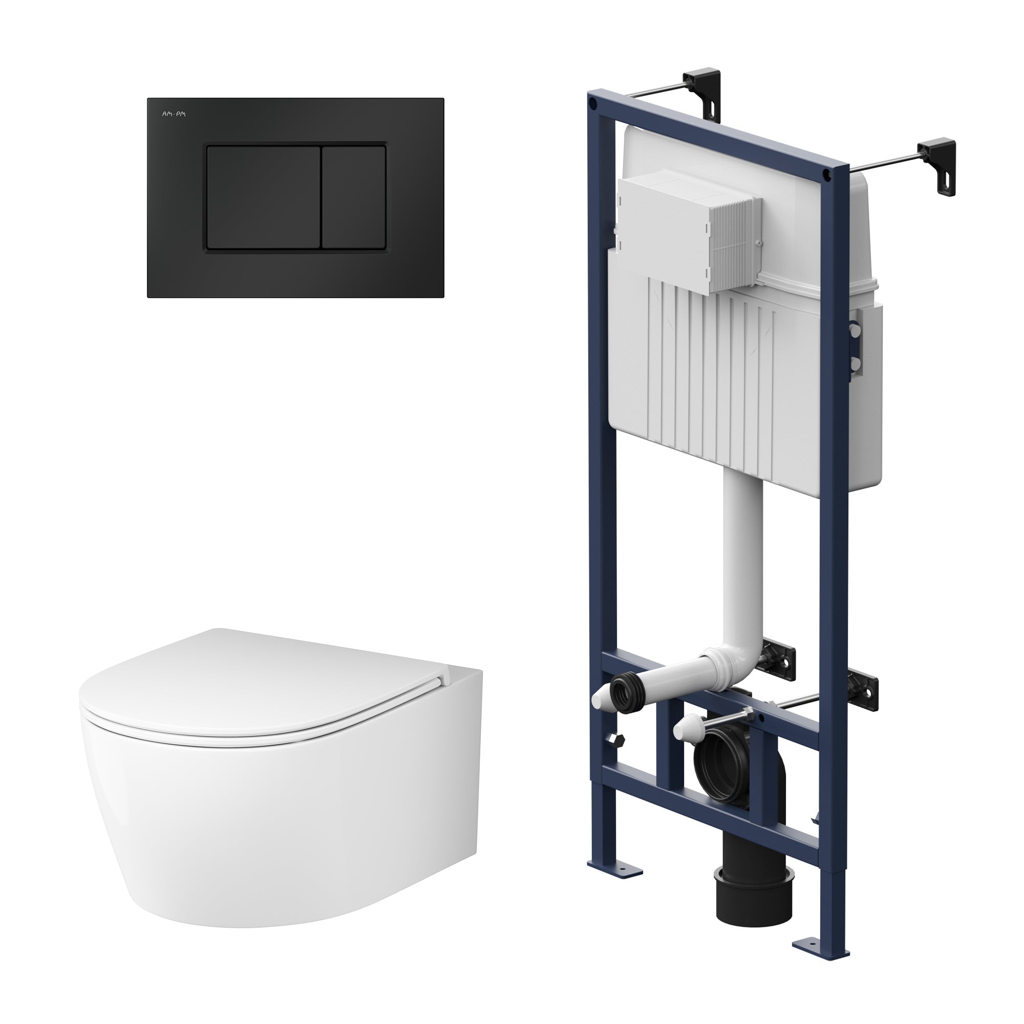 IIS70238. XB1700 Ensemble : WC suspendu + élément pré-encastré + plaque de poussée