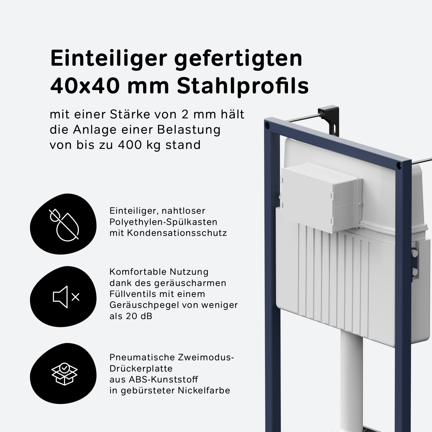 IIS70238. XB1700 Ensemble : WC suspendu + élément pré-encastré + plaque de poussée