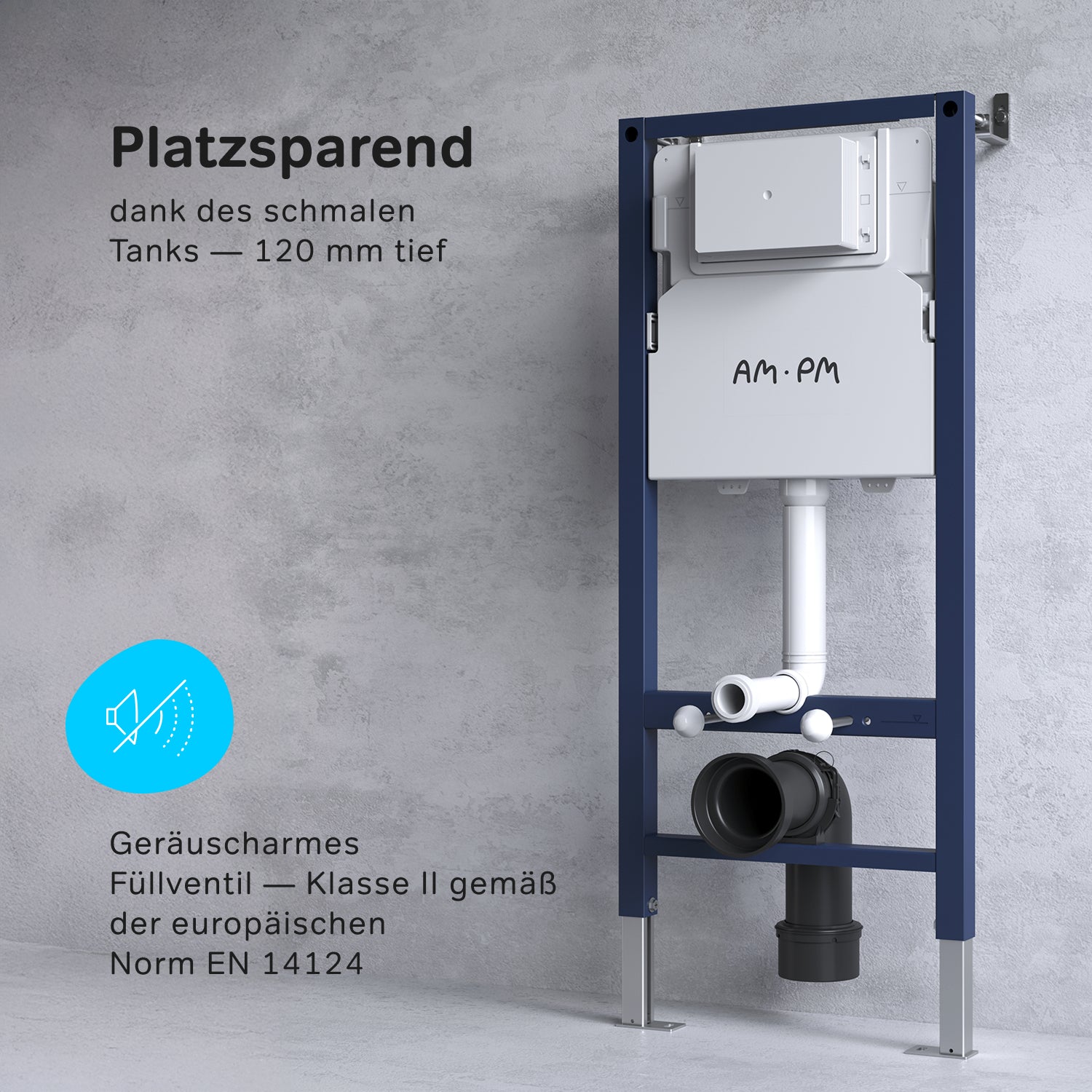 IIS90101.LA1900 Set: Wand-WC + Vorwandelement + Drückerplatte