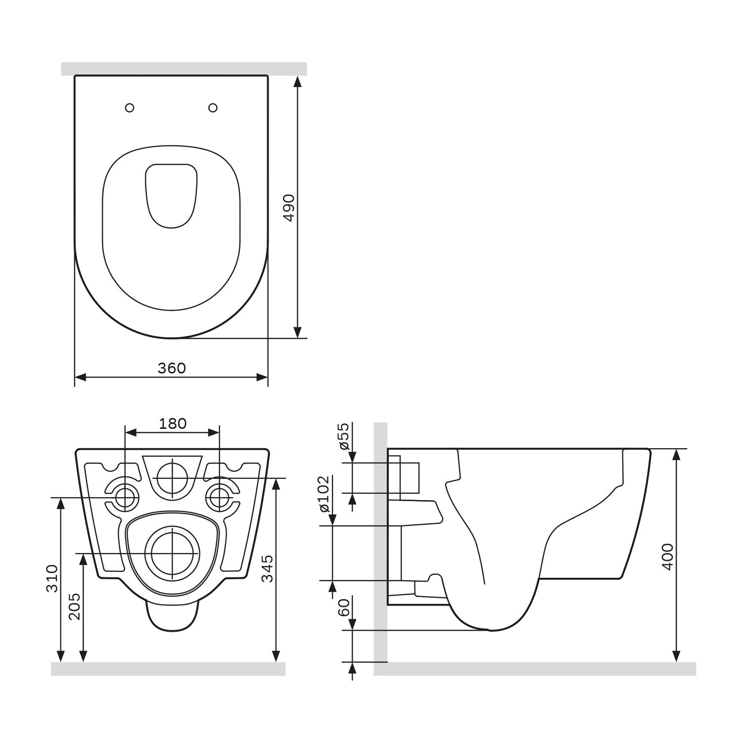 IIS90138.FA1700MB Set: Wand-WC + Vorwandelement + Drückerplatte ampm-store.de