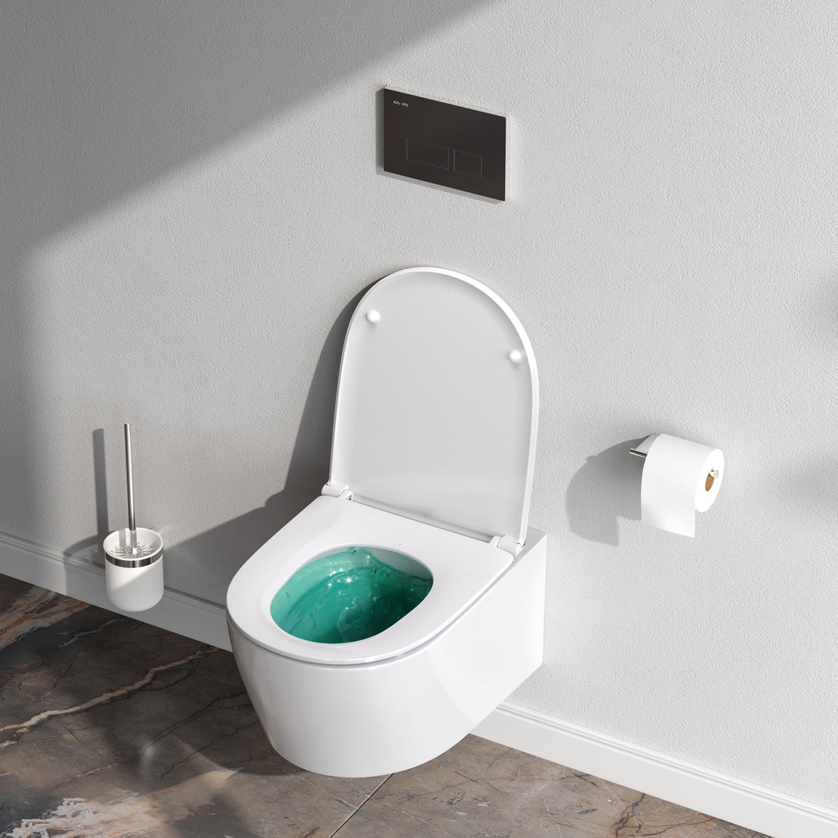 Ensemble de toilette complet X-Joy S avec élément mural et plaque d'actionnement noire–IIS90138. XB1700
