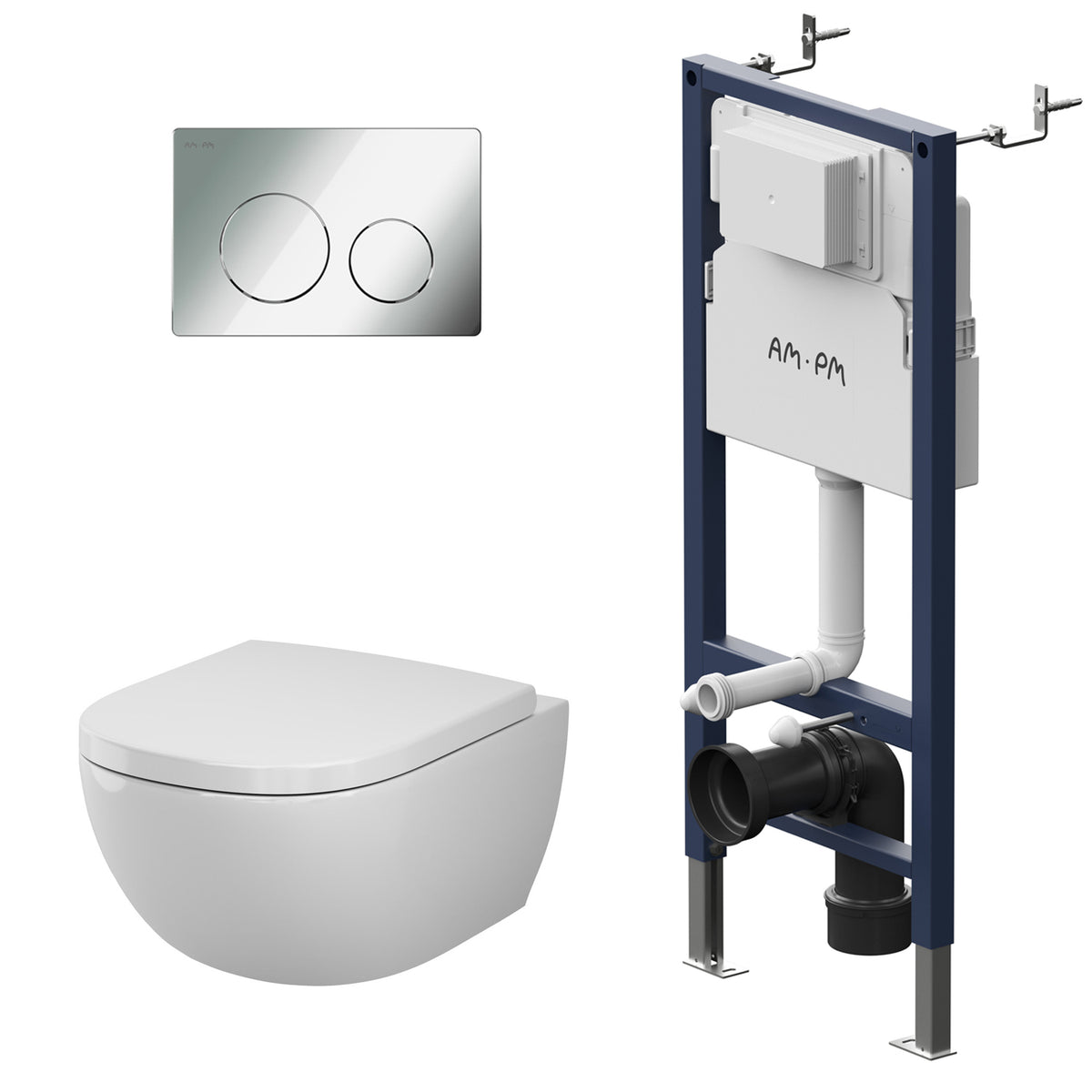 WC-Komplettset Above mit Vorwandelement und Betätigungsplatte in Chrom - IIS90151.AB1900