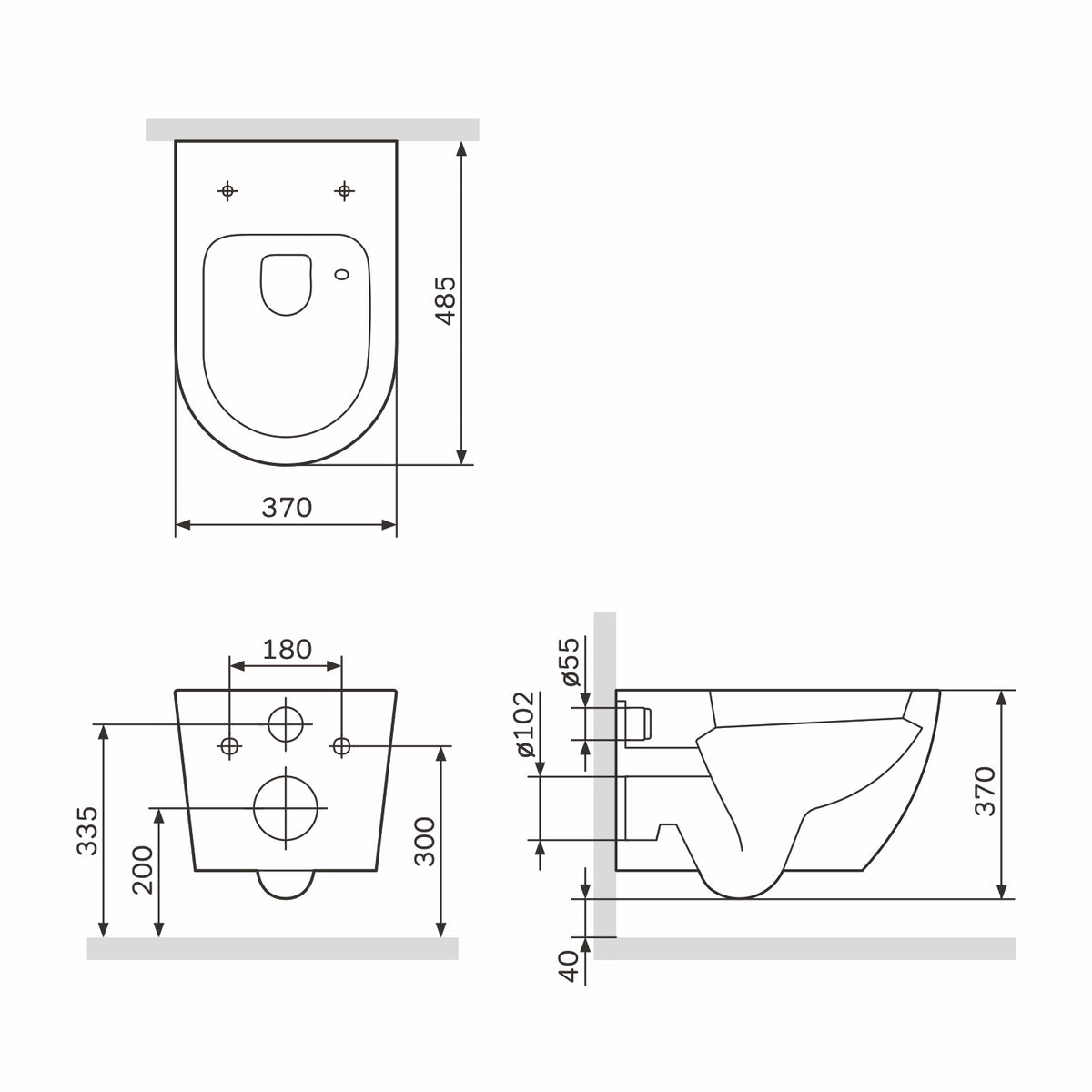 Ensemble WC complet avec bâti-support suspendu et plaque de commande blanche–IIS90201. LA1900