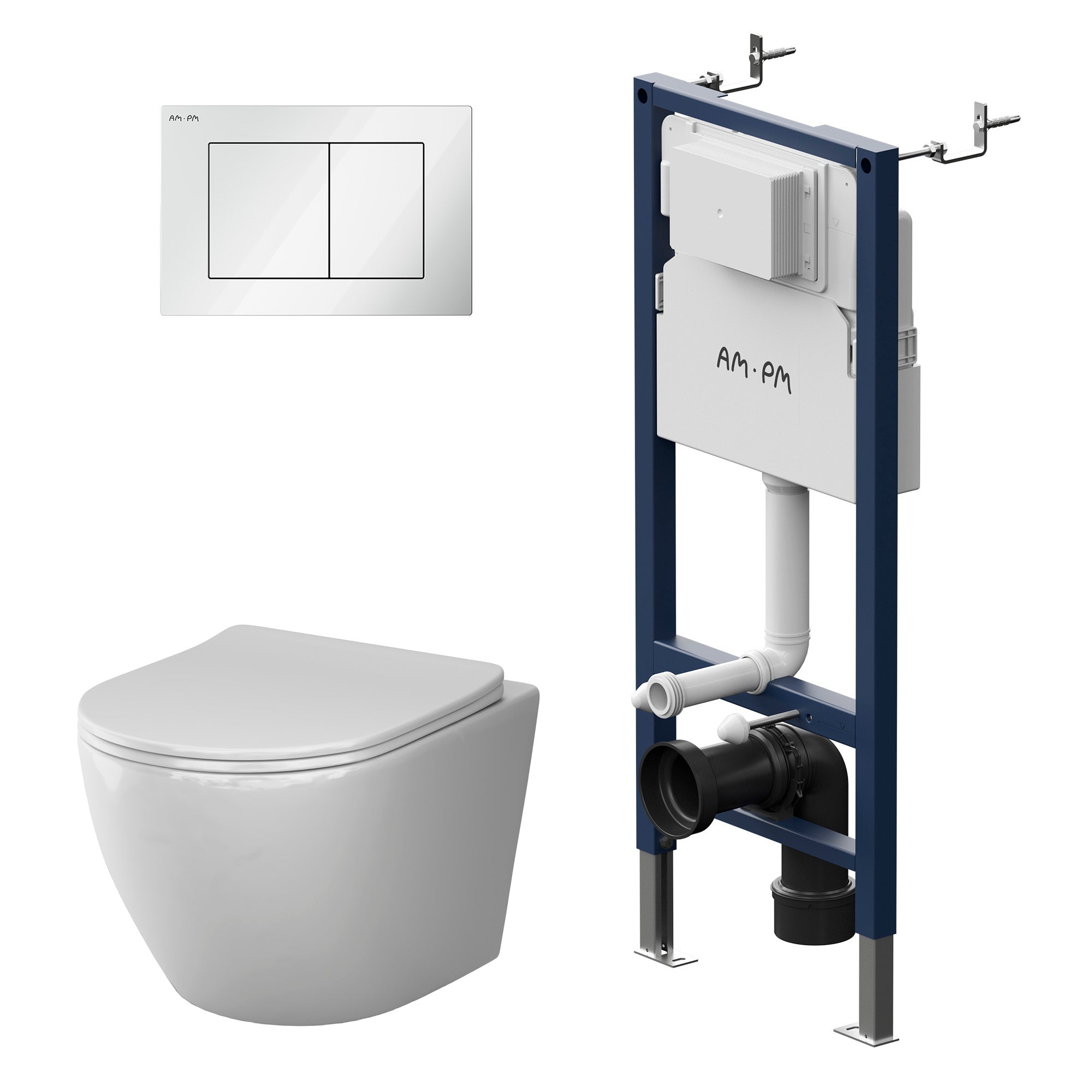 IIS90201.LA1900 Set: Wand-WC + Vorwandelement + Drückerplatte