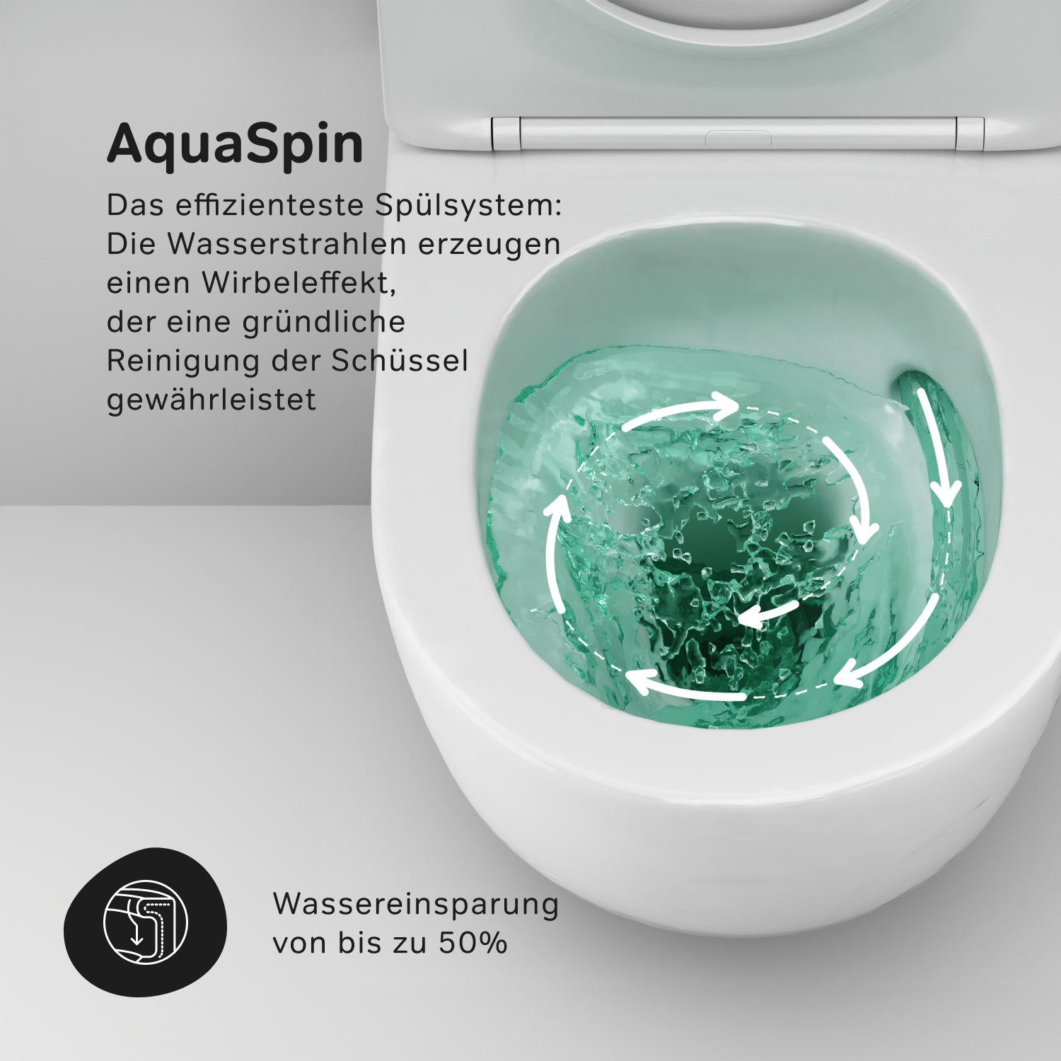 IIS90201.LA1900 Set: Wand-WC + Vorwandelement + Drückerplatte