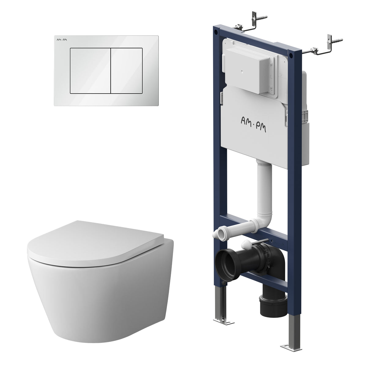 IIS90201.NA1700 Set: Wand-WC + Vorwandelement + Drückerplatte