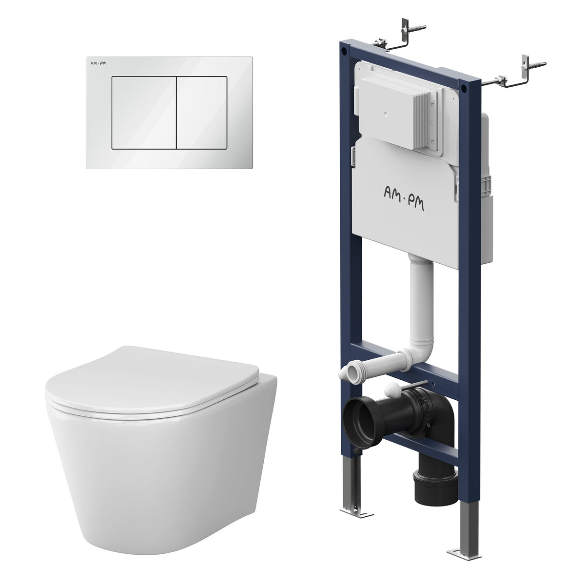 Ensemble WC complet Spike avec bâti-support et plaque de commande blanche–IIS90201. PA1900