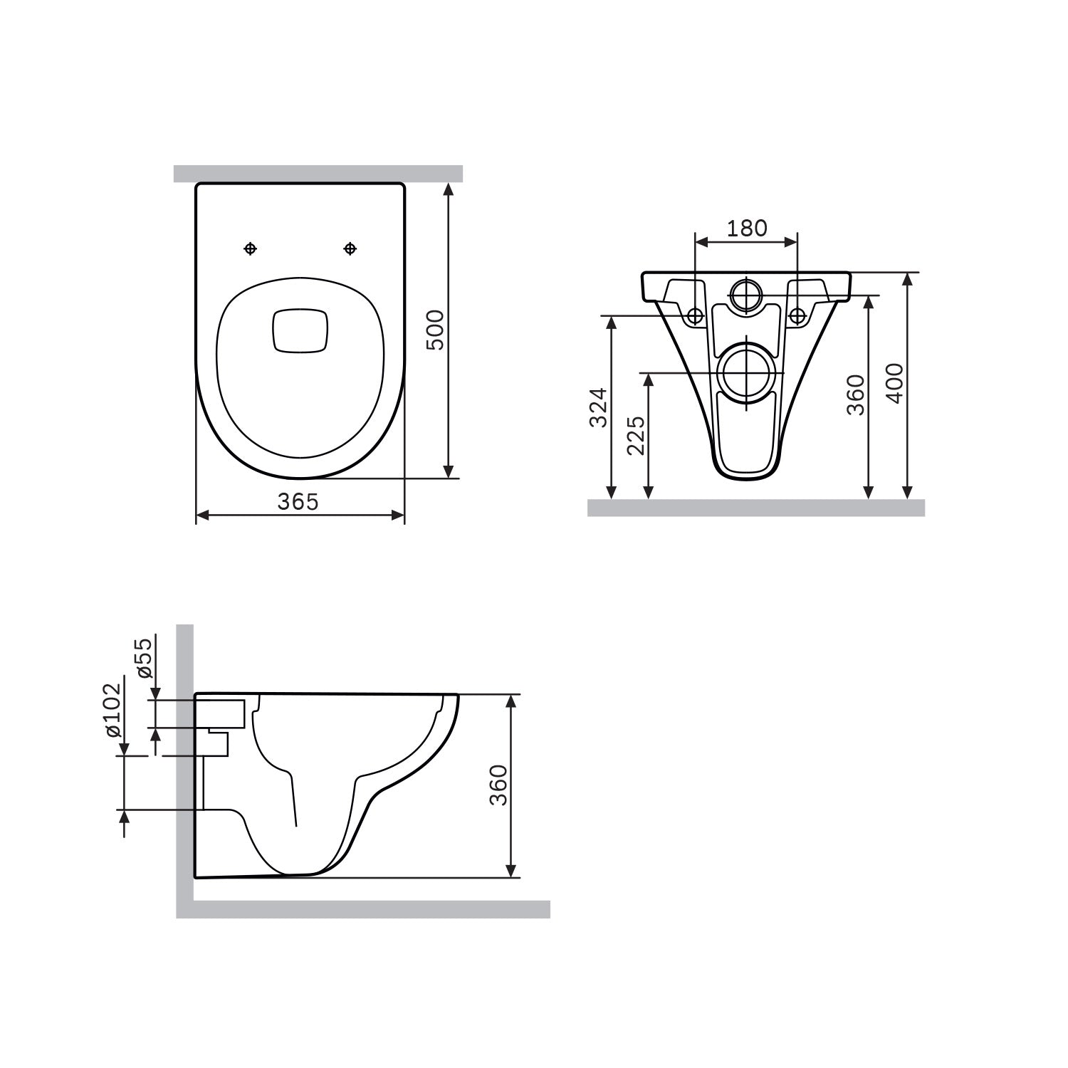IIS90238. TA1700 Ensemble : WC suspendu + élément pré-encastré + plaque de poussée