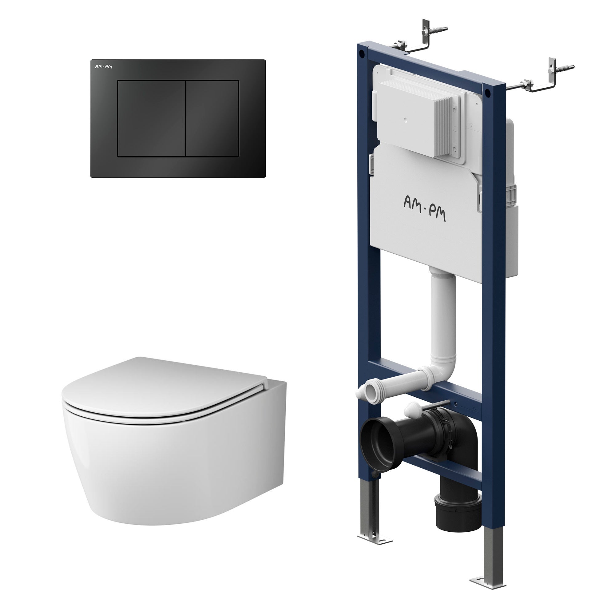 IIS90238. XB1700 Ensemble : WC suspendu + élément pré-encastré + plaque de poussée