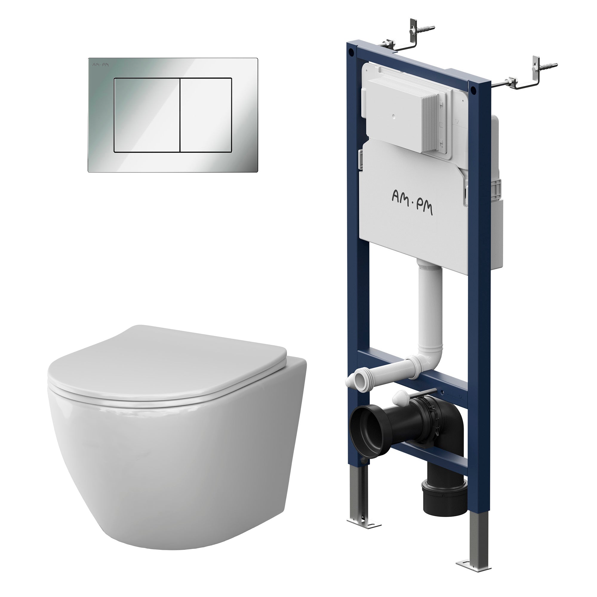 IIS90251.LA1900 Set: Wand-WC + Vorwandelement + Drückerplatte