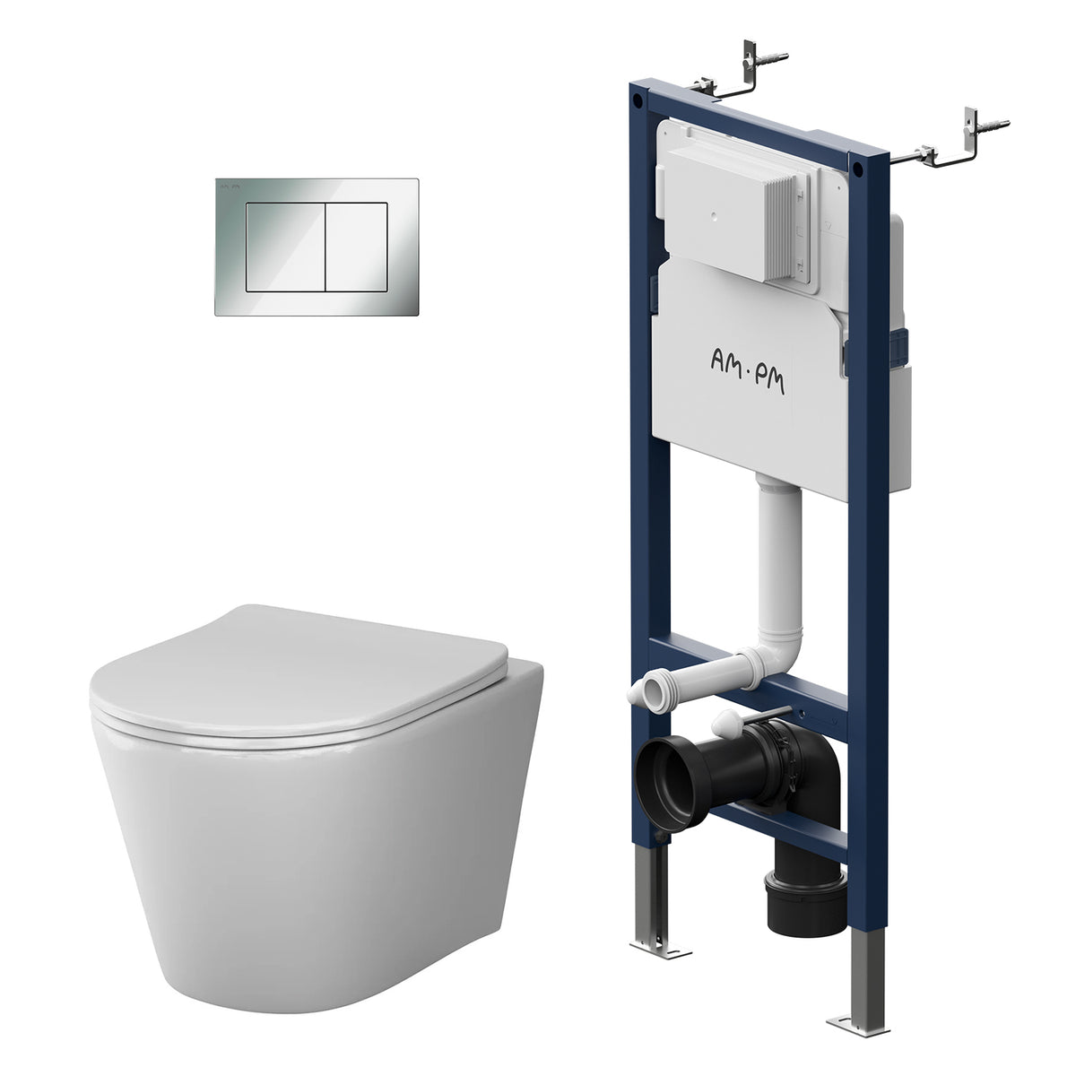 IIS90251.PA1900 Set: Wand-WC + Vorwandelement + Drückerplatte ampm-store.de